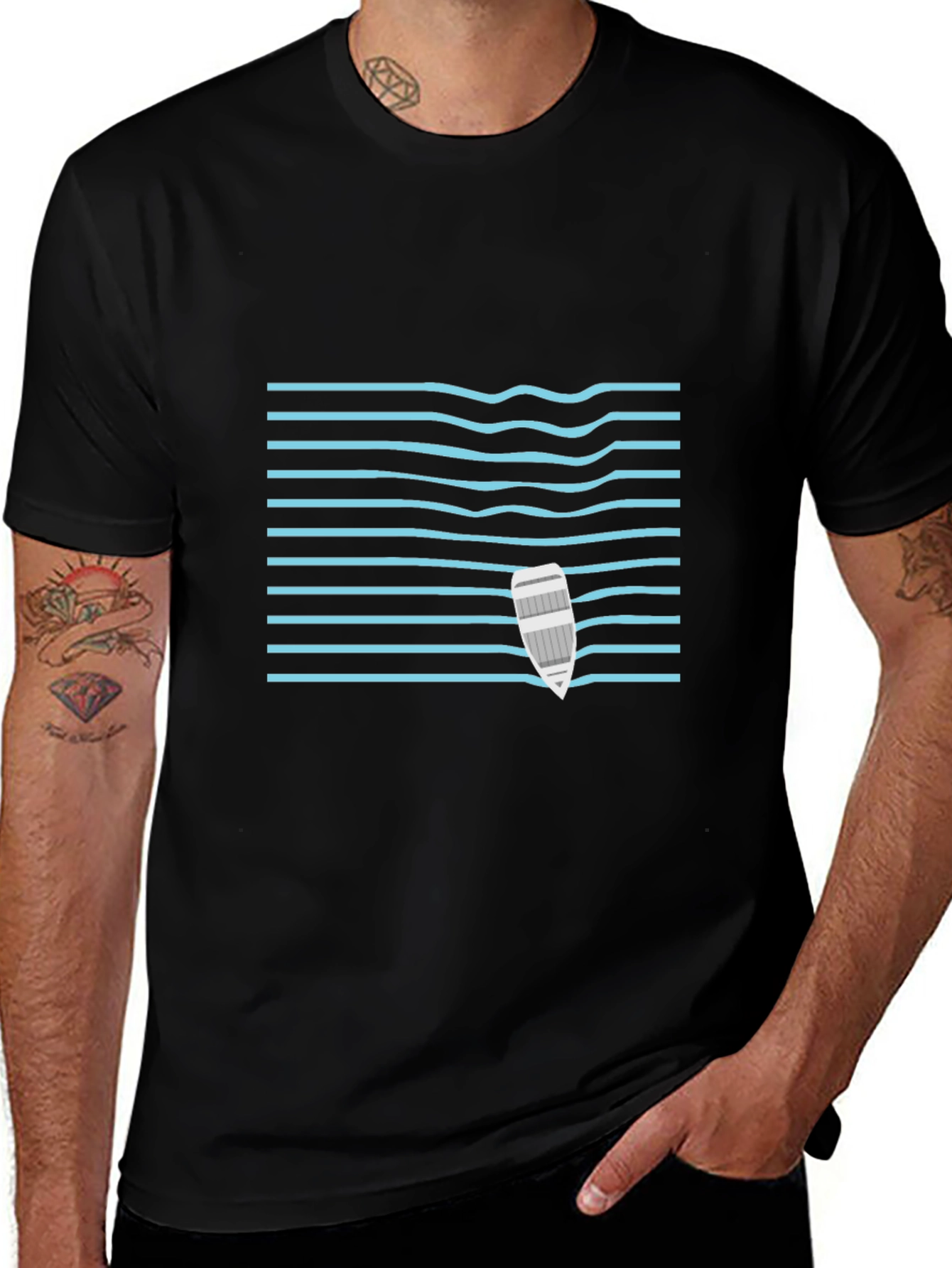 Nautical Wave Tee - Sailboat Design