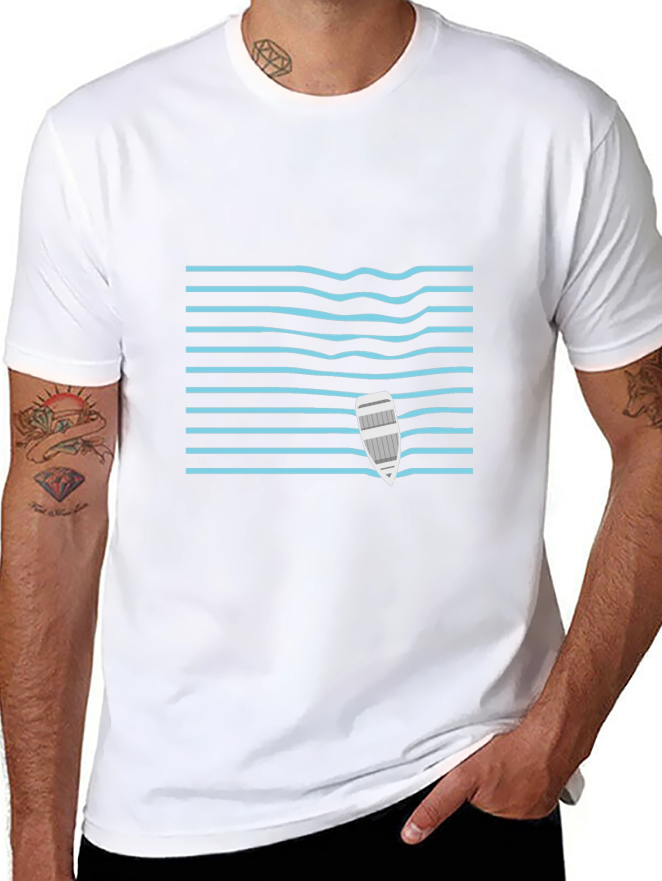 Nautical Wave Tee - Sailboat Design