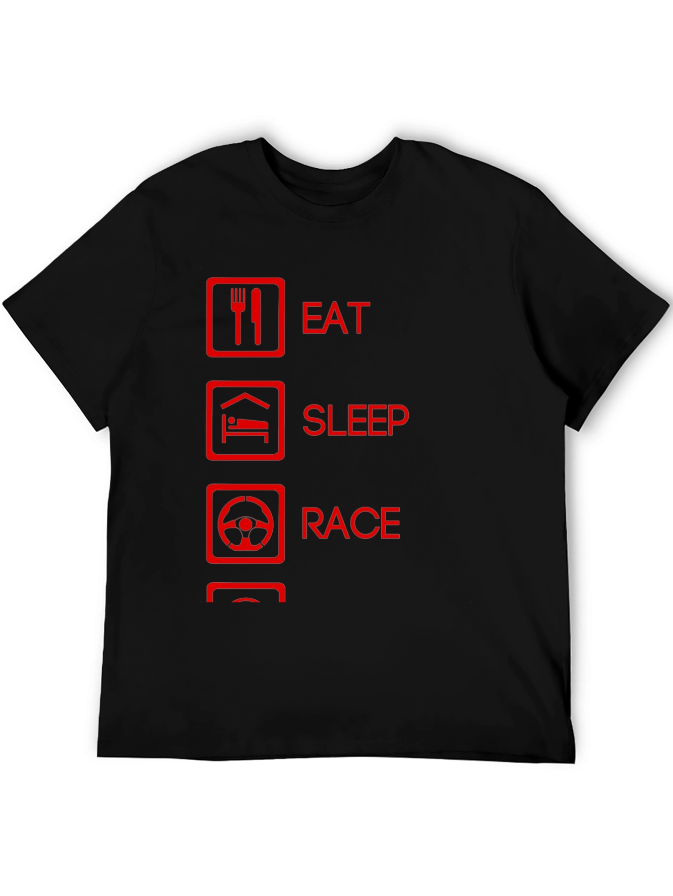 Eat Sleep Race Graphic Tee - Black Cotton T-Shirt