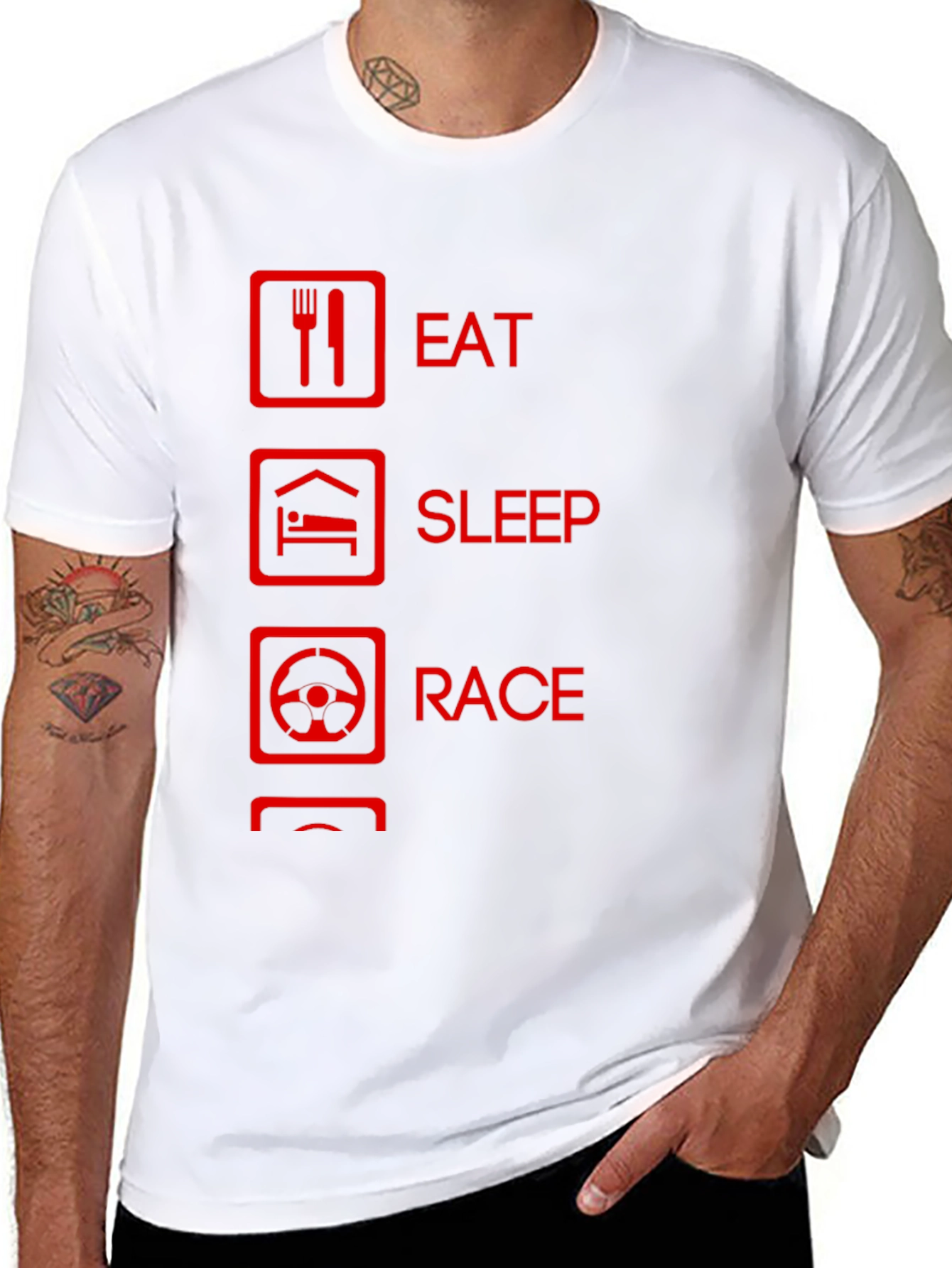 Eat Sleep Race Graphic Tee - Black Cotton T-Shirt