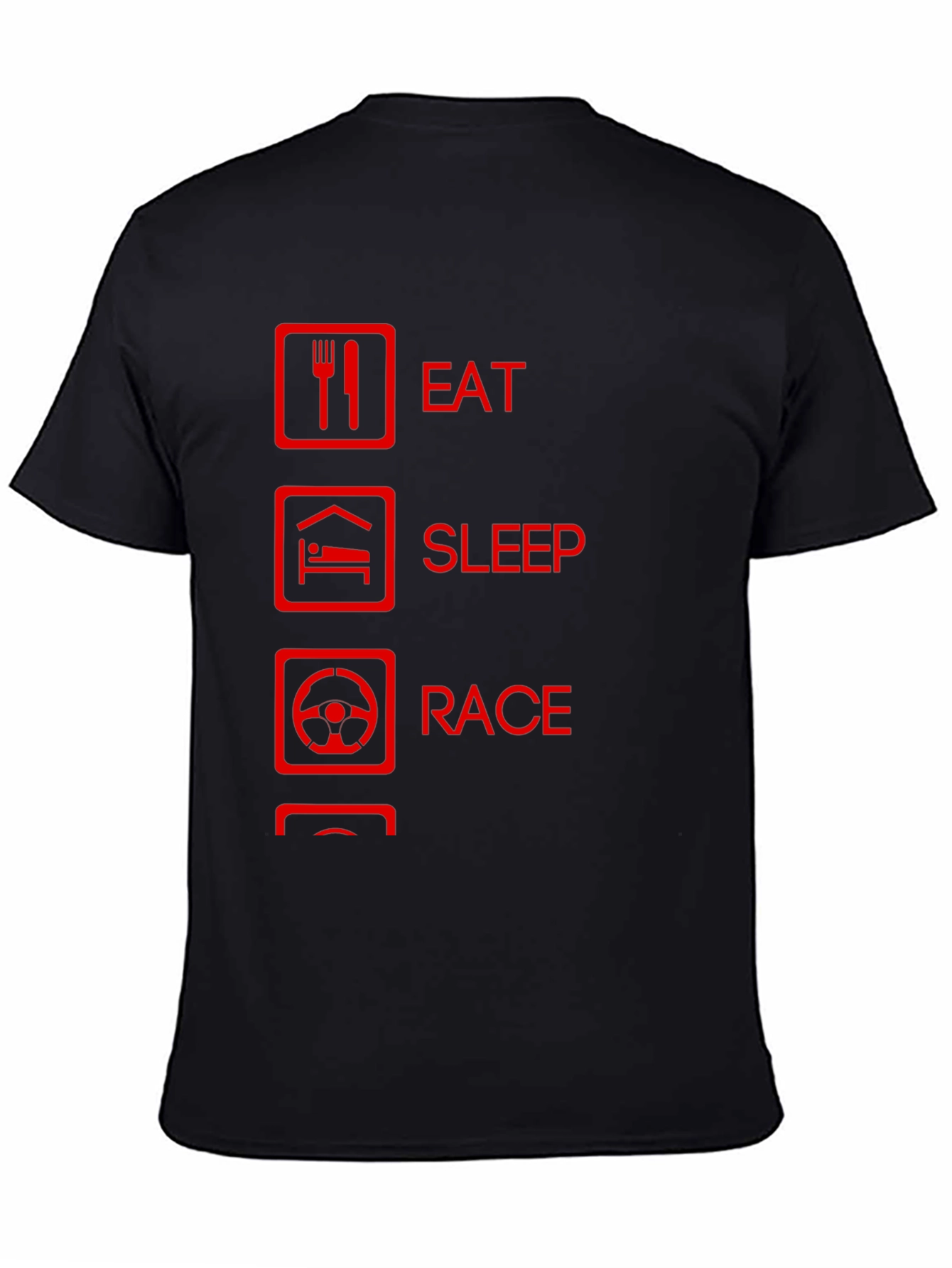 Eat Sleep Race Graphic Tee - Black Cotton T-Shirt