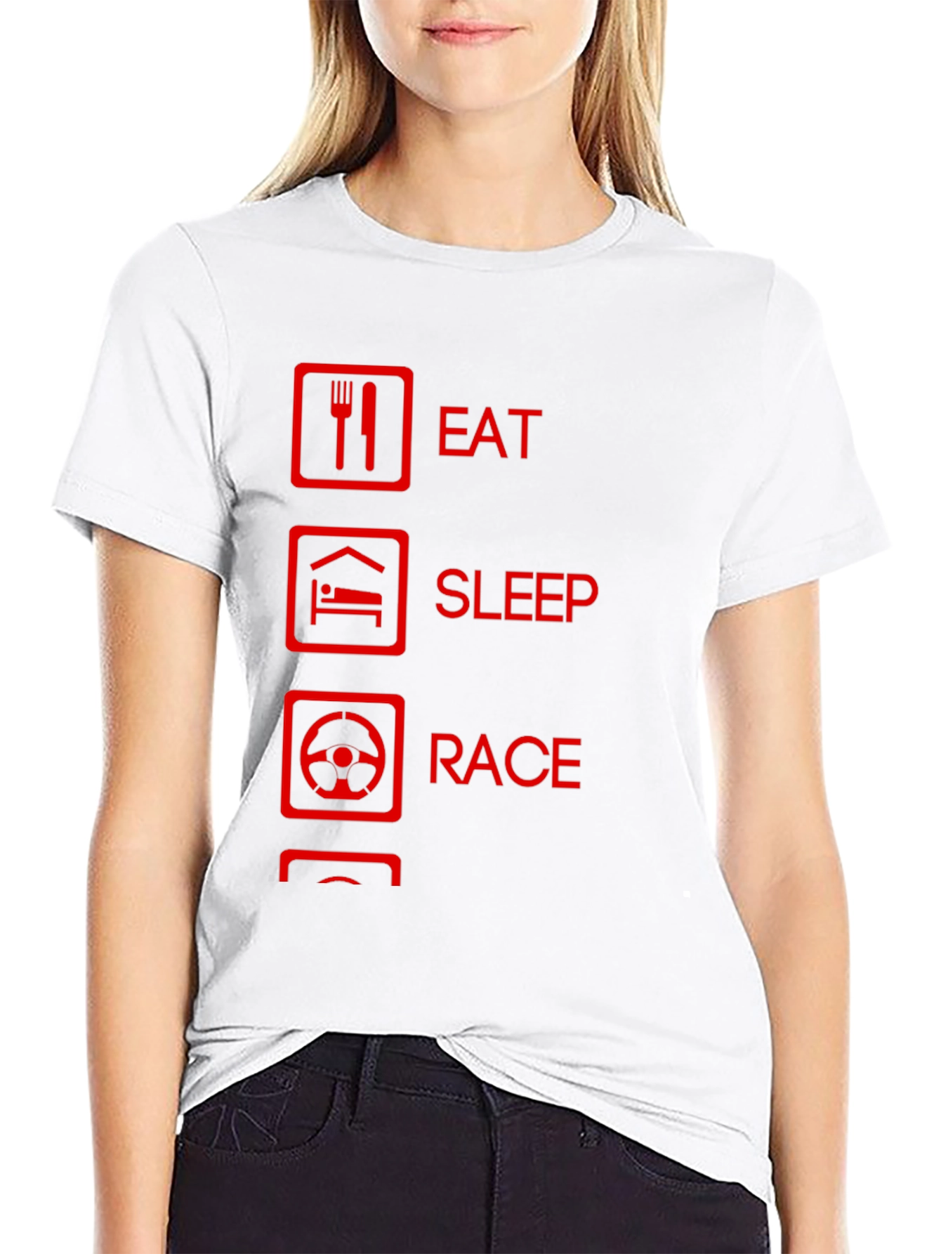 Eat Sleep Race Graphic Tee - Black Cotton T-Shirt