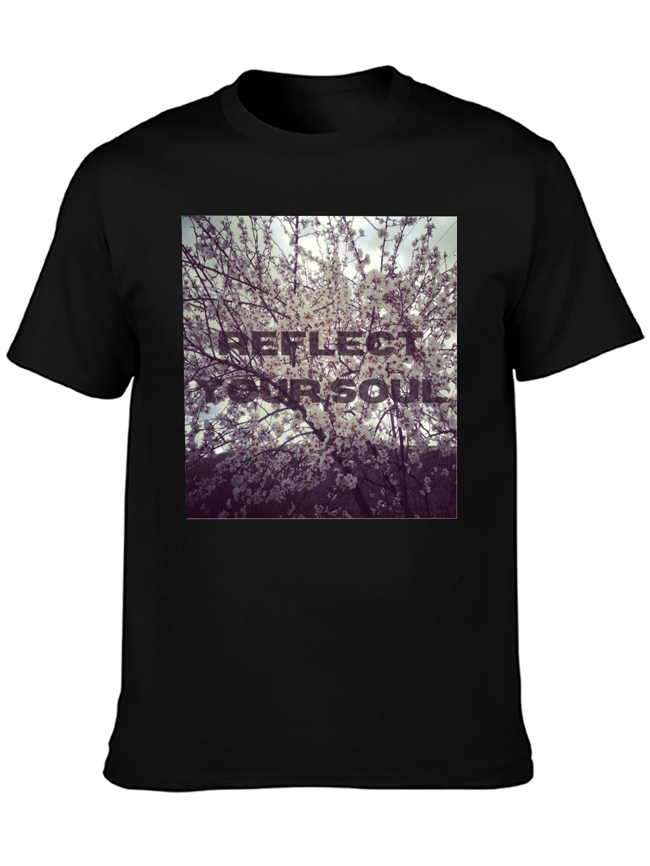 Reflect Your Soul Black T-Shirt Blossom Design