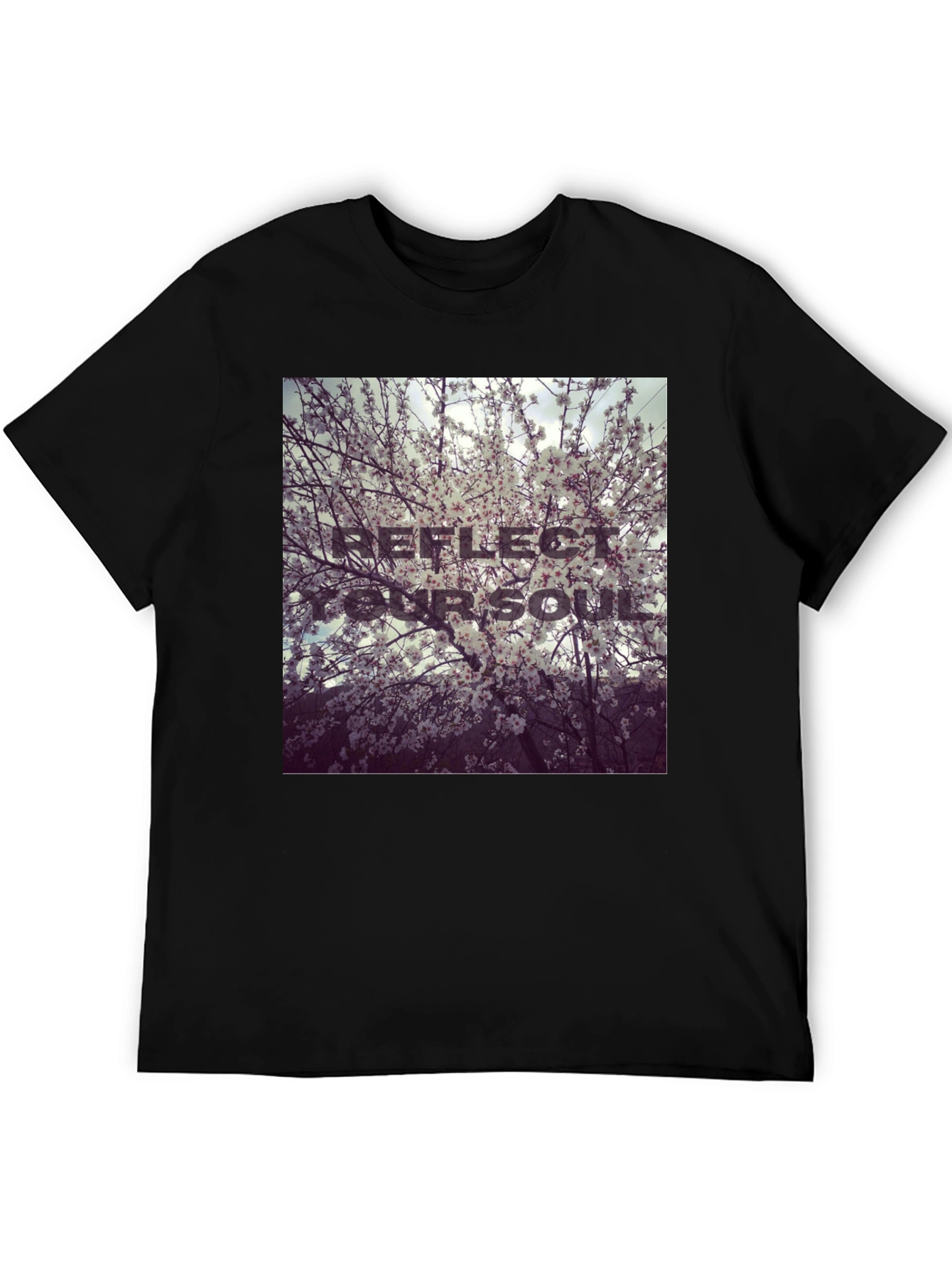 Reflect Your Soul Black T-Shirt Blossom Design