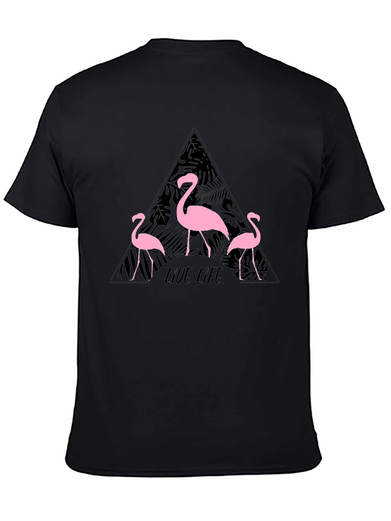 Flamingo Live Life Graphic Print Crew Neck T-Shirt