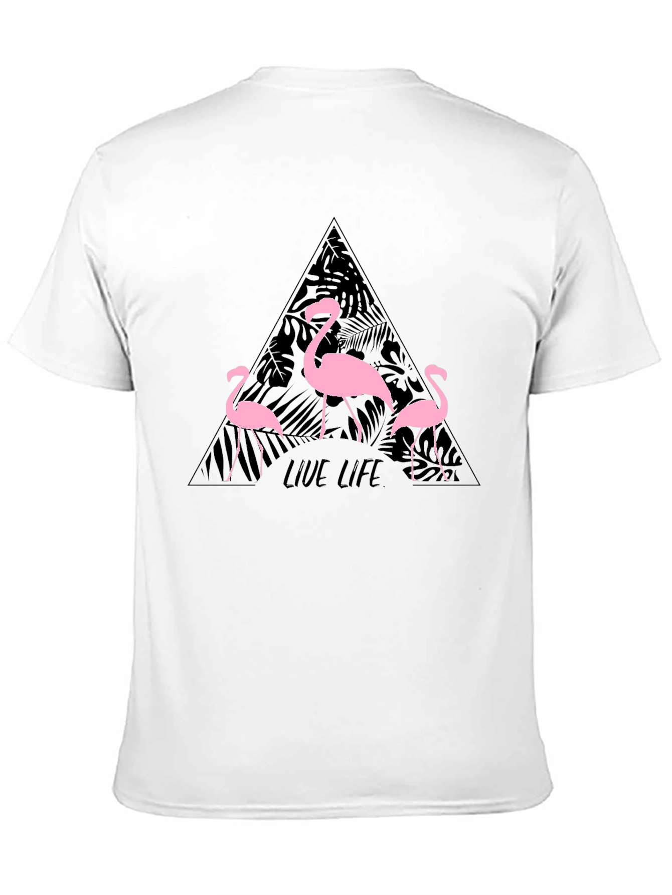 Flamingo Live Life Graphic Print Crew Neck T-Shirt