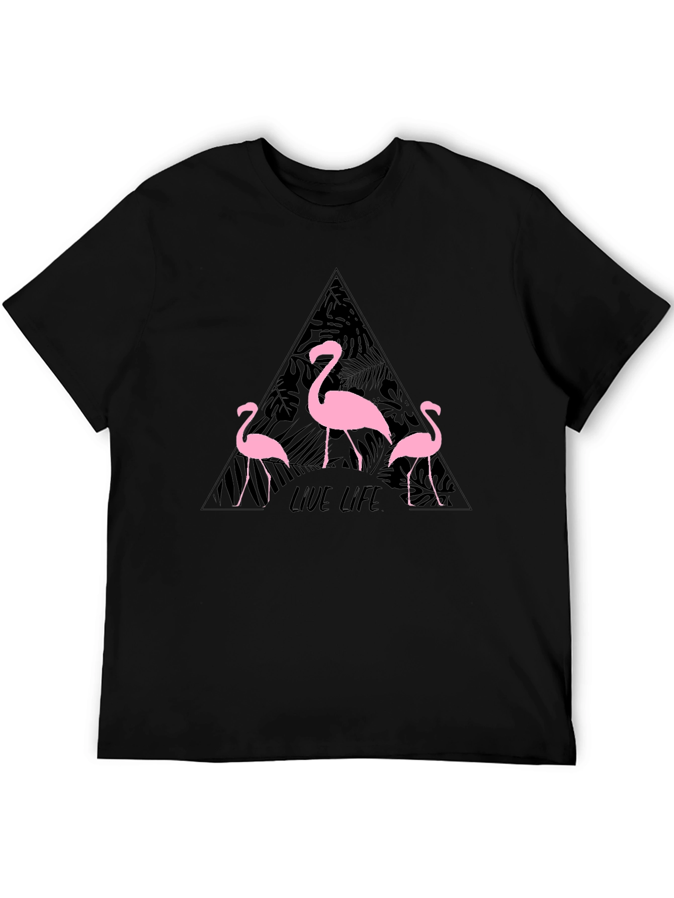 Flamingo Live Life Graphic Print Crew Neck T-Shirt