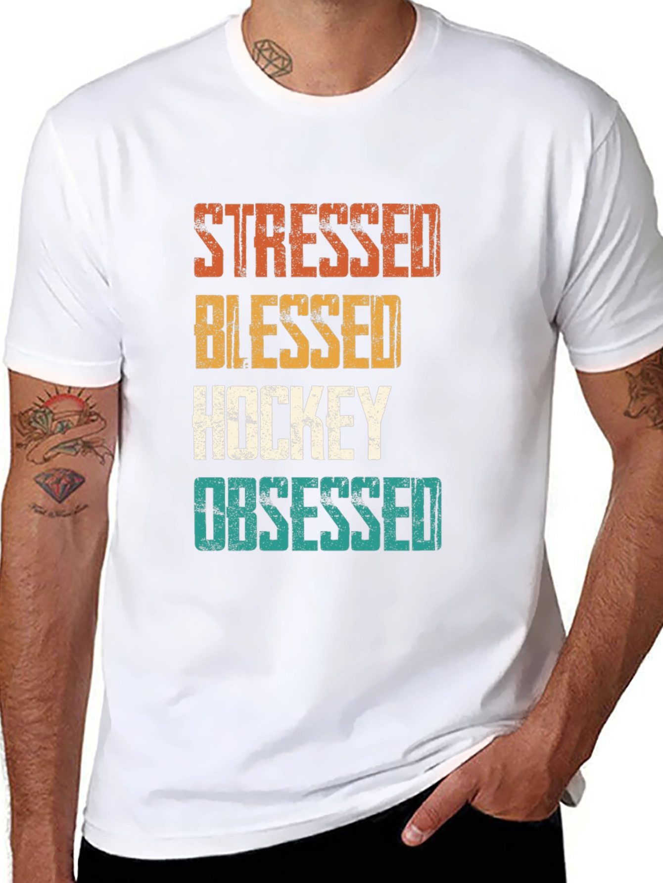 Stressed Blessed Hockey Obsessed Graphic Tee