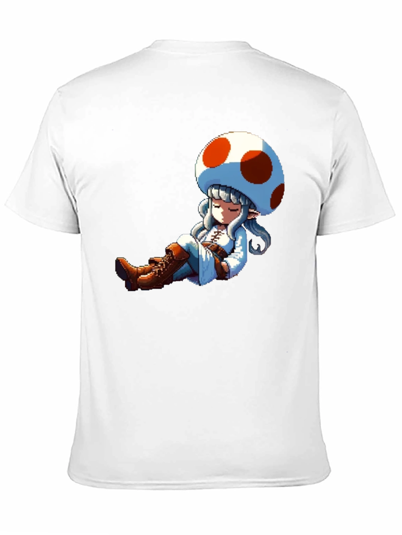 Mushroom Girl Pixel Art Black T-Shirt