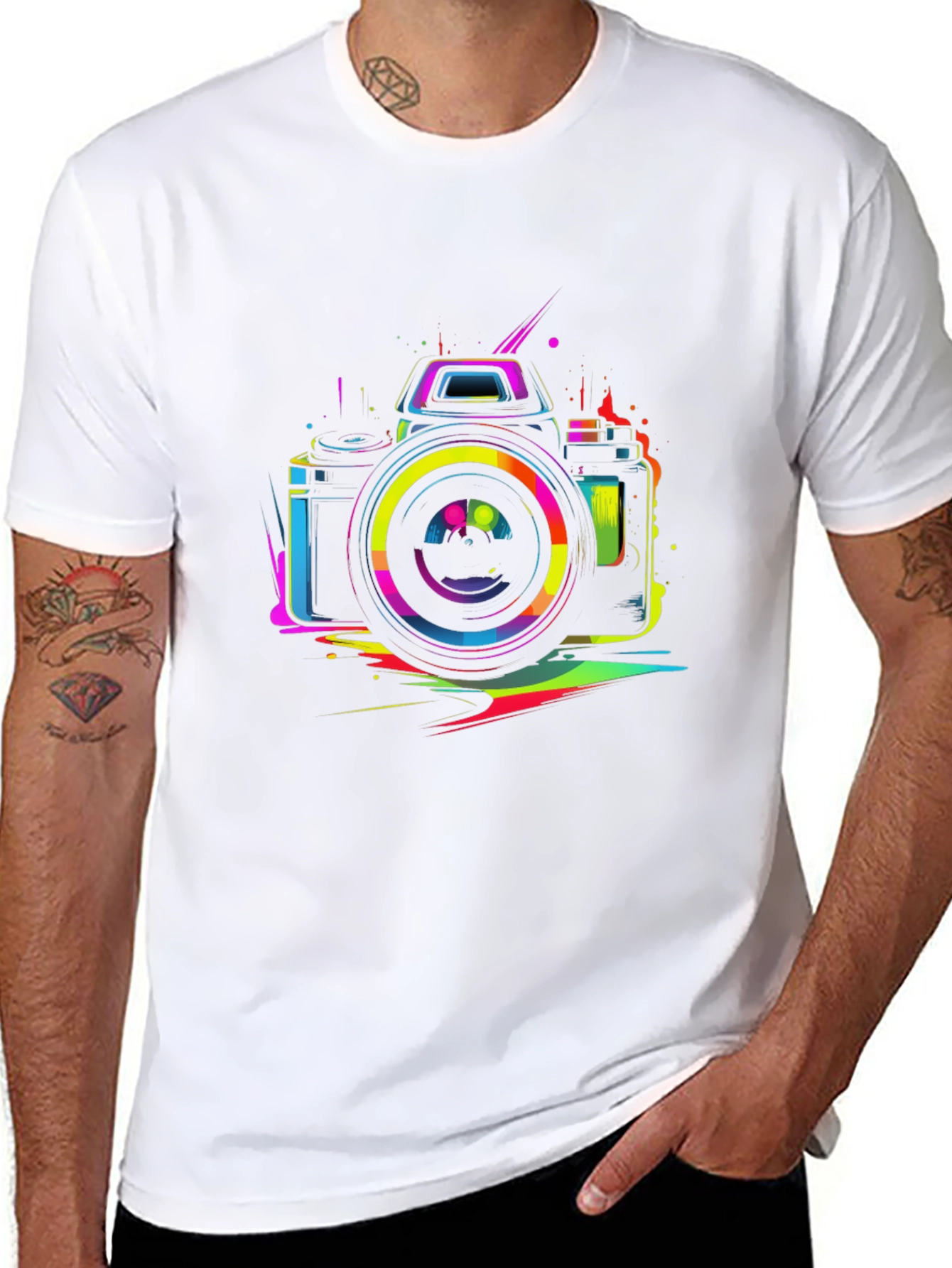 Neon Camera Graphic Black T-Shirt