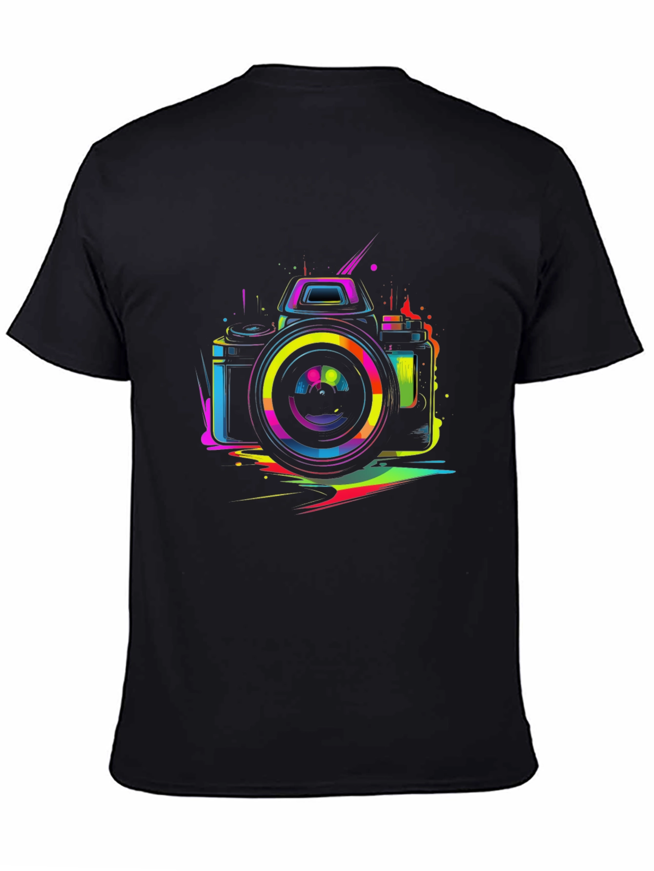Neon Camera Graphic Black T-Shirt