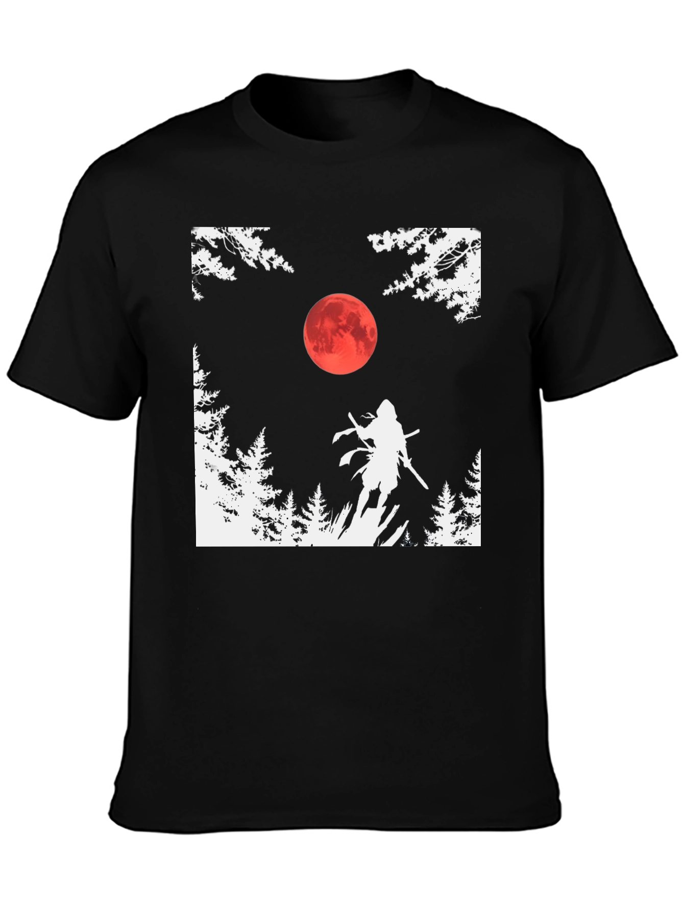 Samurai Moon Graphic Tee - Black
