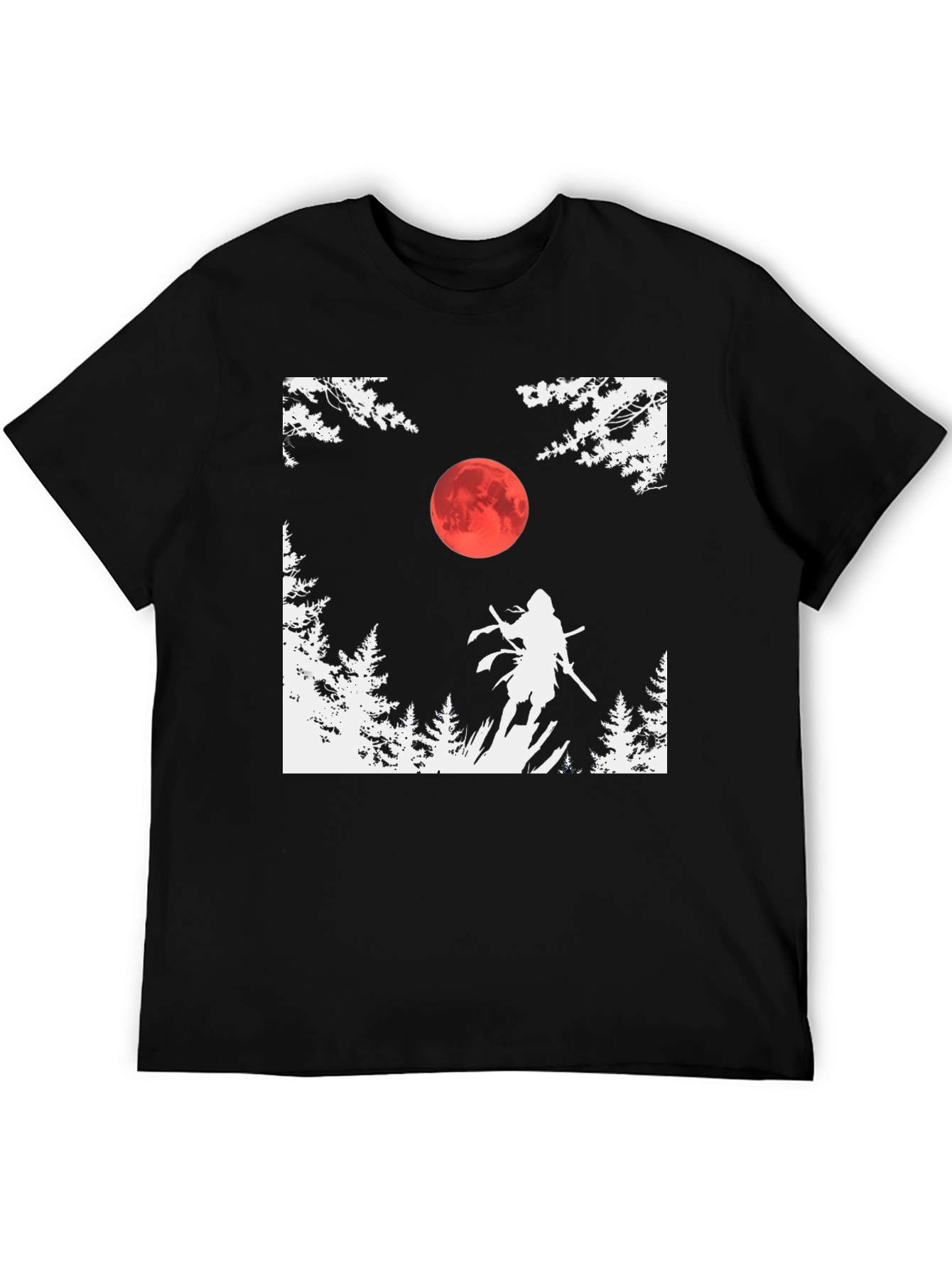 Samurai Moon Graphic Tee - Black