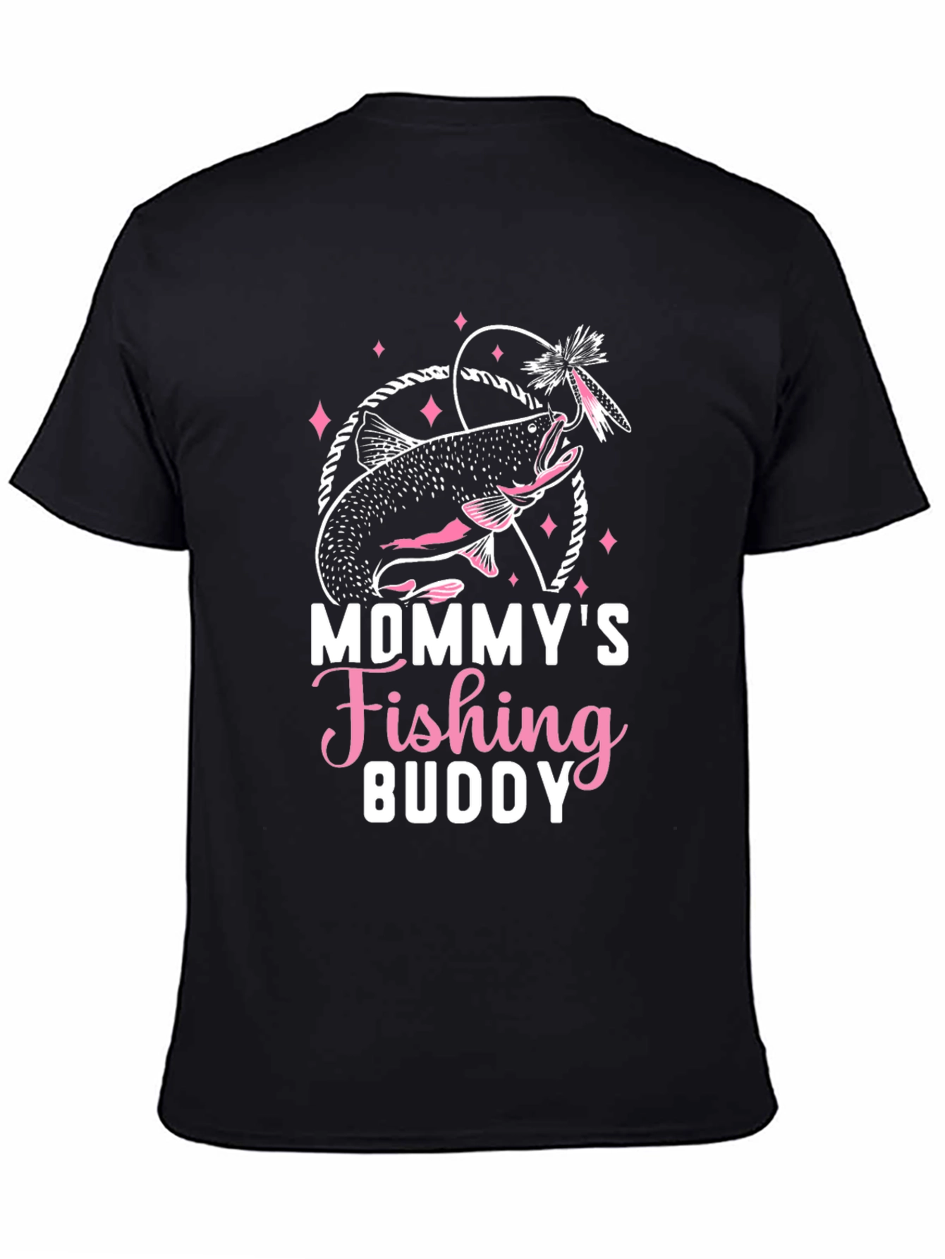 Mommys Fishing Buddy Graphic Tee - Black