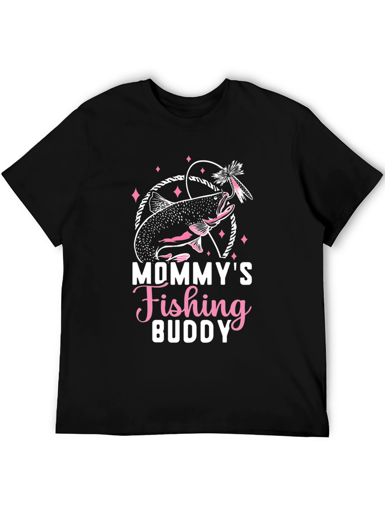 Mommys Fishing Buddy Graphic Tee - Black