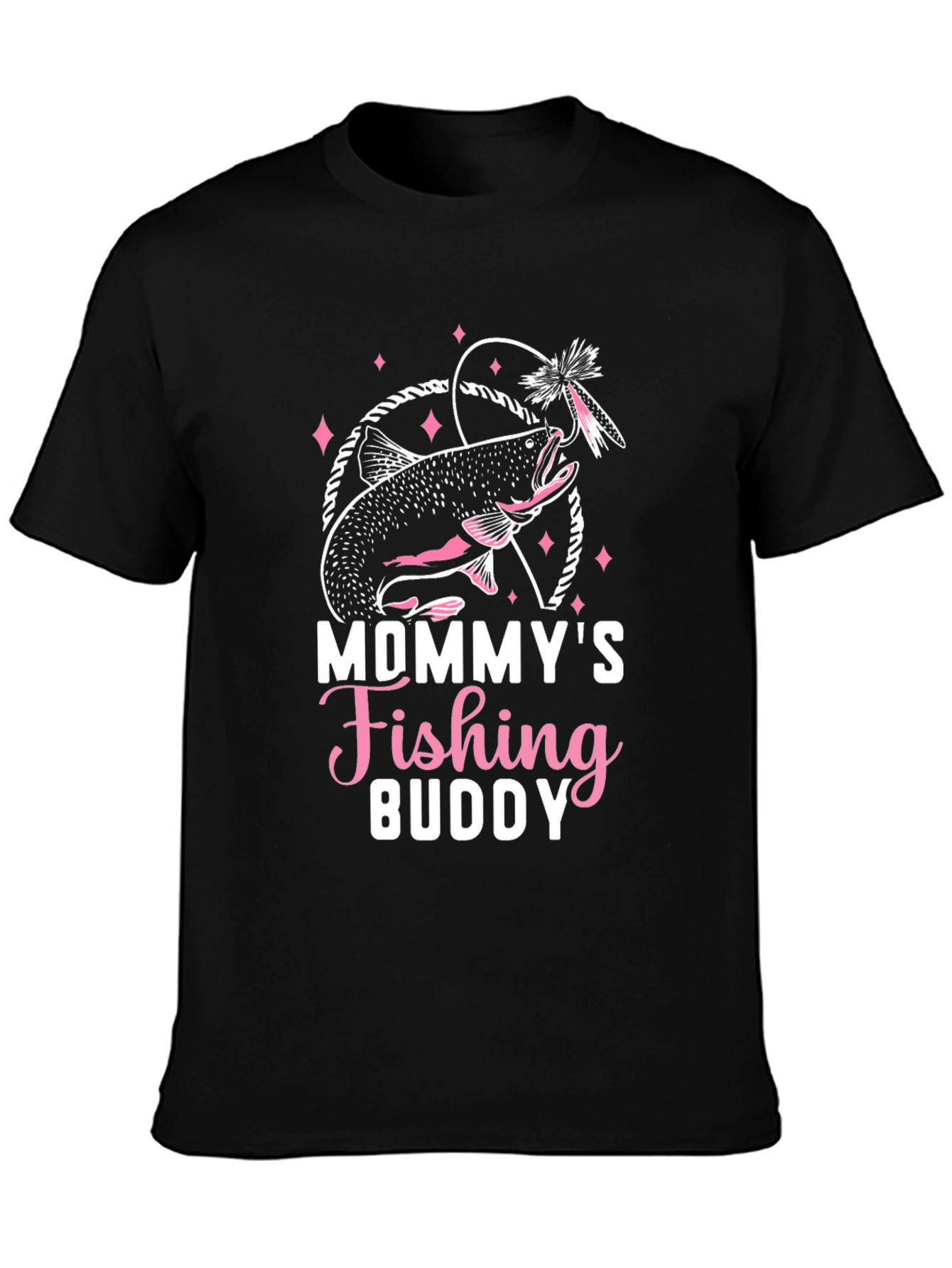 Mommys Fishing Buddy Graphic Tee - Black