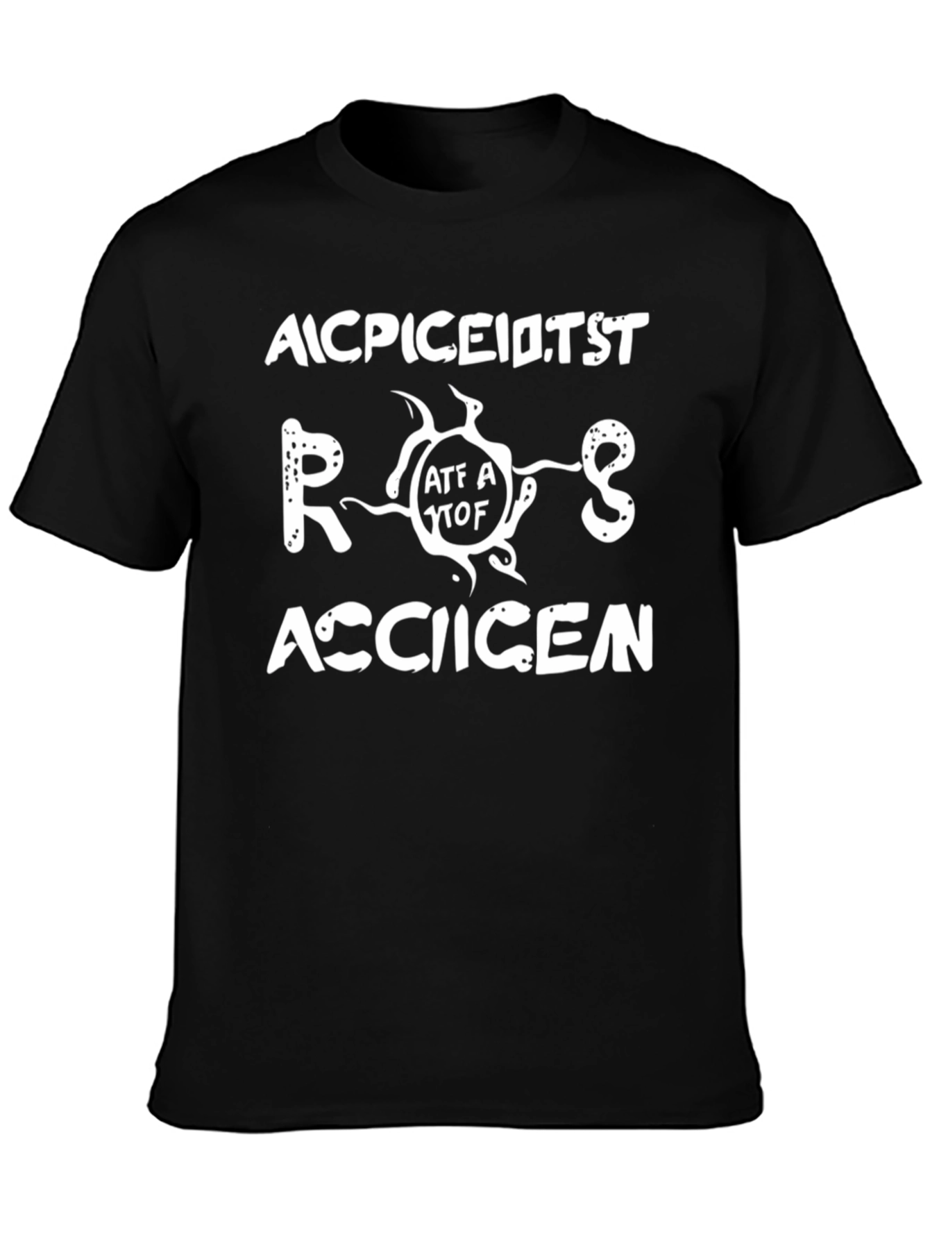 Funny AICPICEIDTST ROOS ACCIICEN Black Graphic T-Shirt