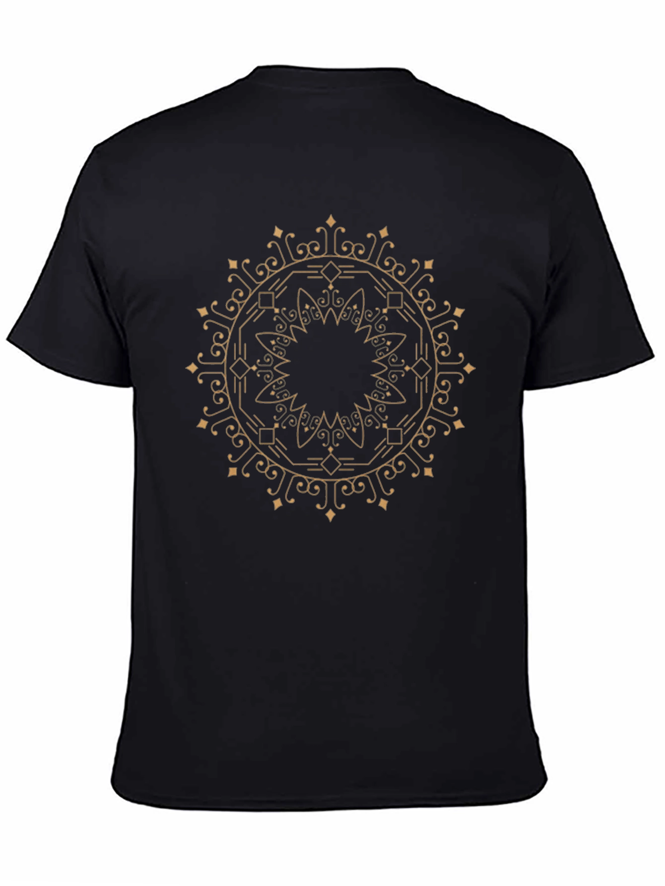 Stylish Black Tee with Geometric Mandala Design