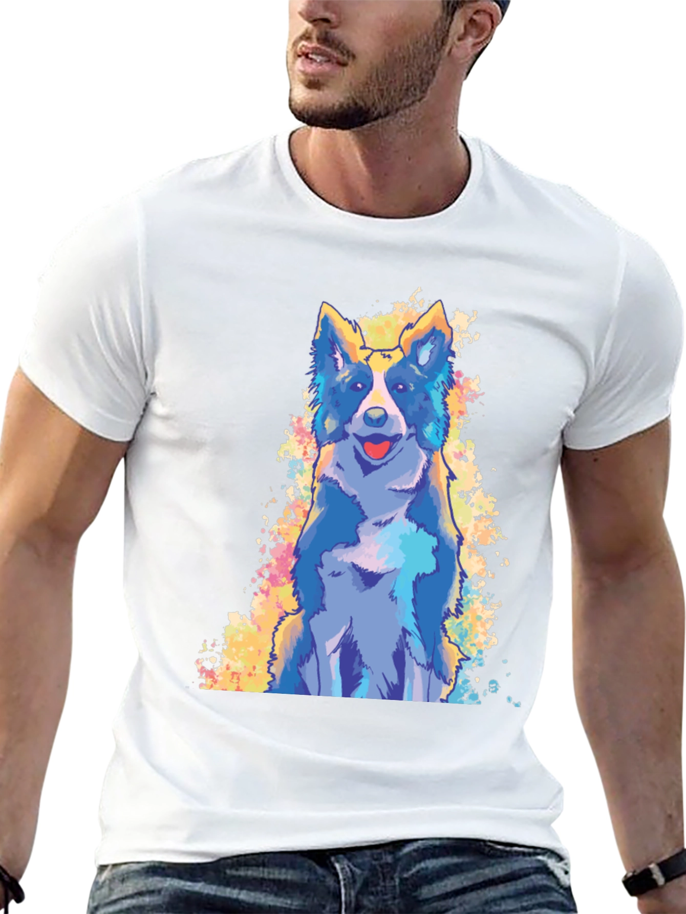 Cool Dog Graphic Print Black T-Shirt