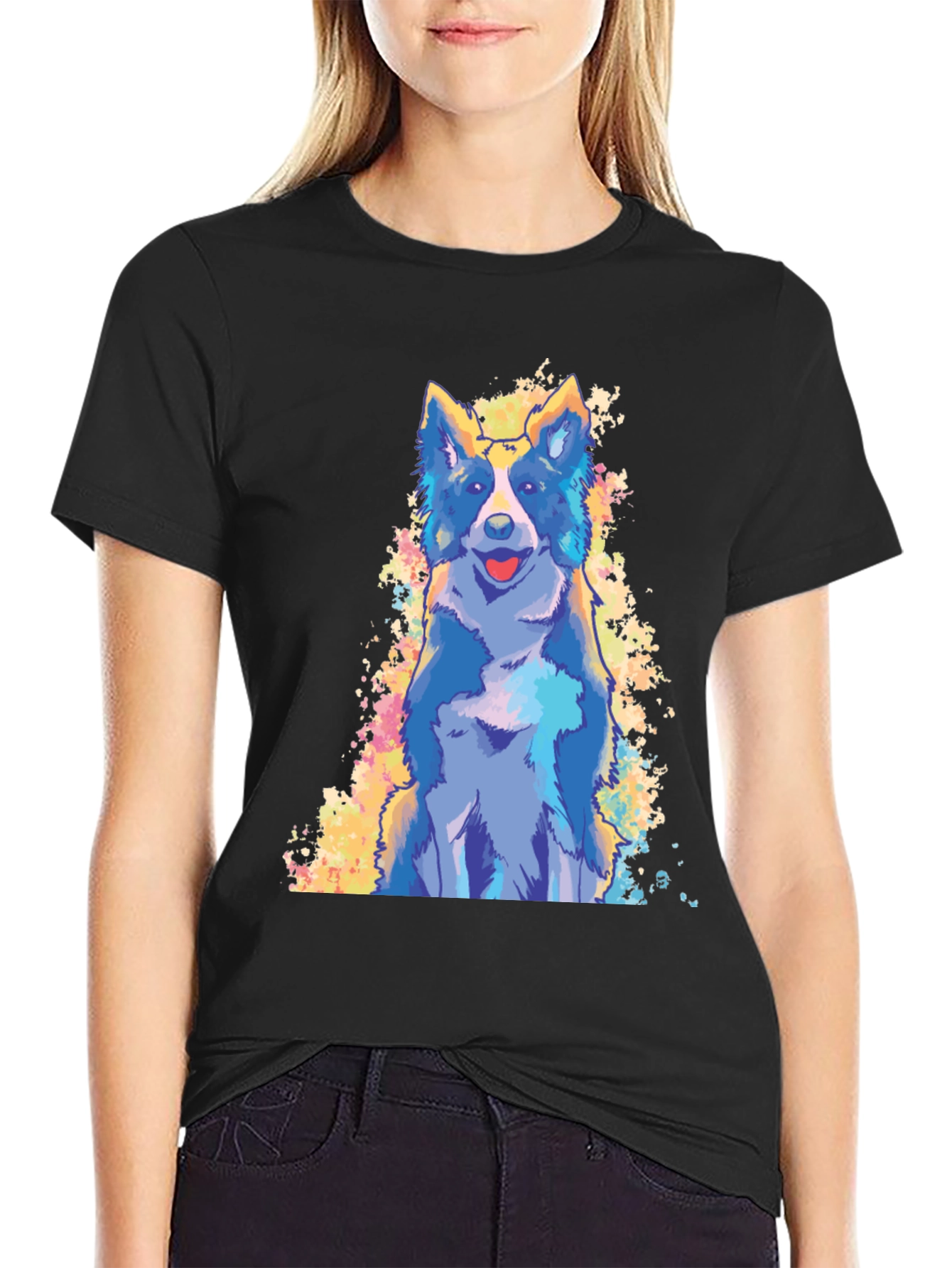 Cool Dog Graphic Print Black T-Shirt