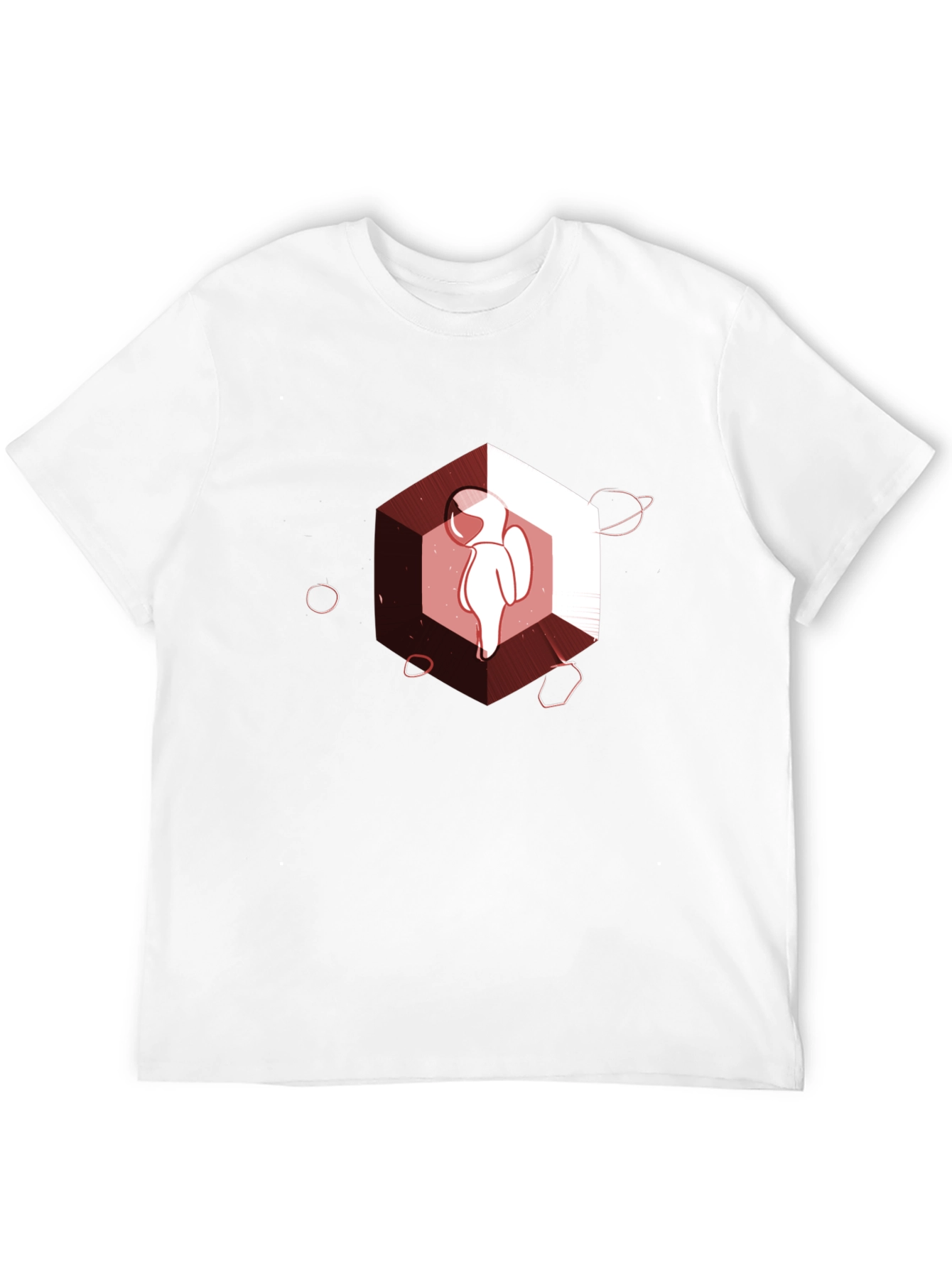 Astronaut in Space Hexagon Graphic Tee - Black