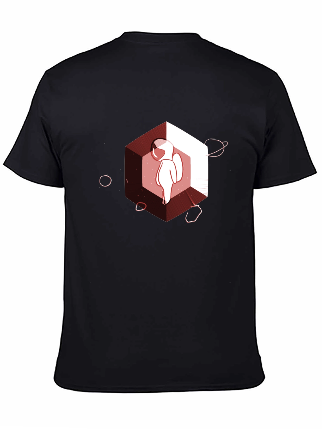 Astronaut in Space Hexagon Graphic Tee - Black