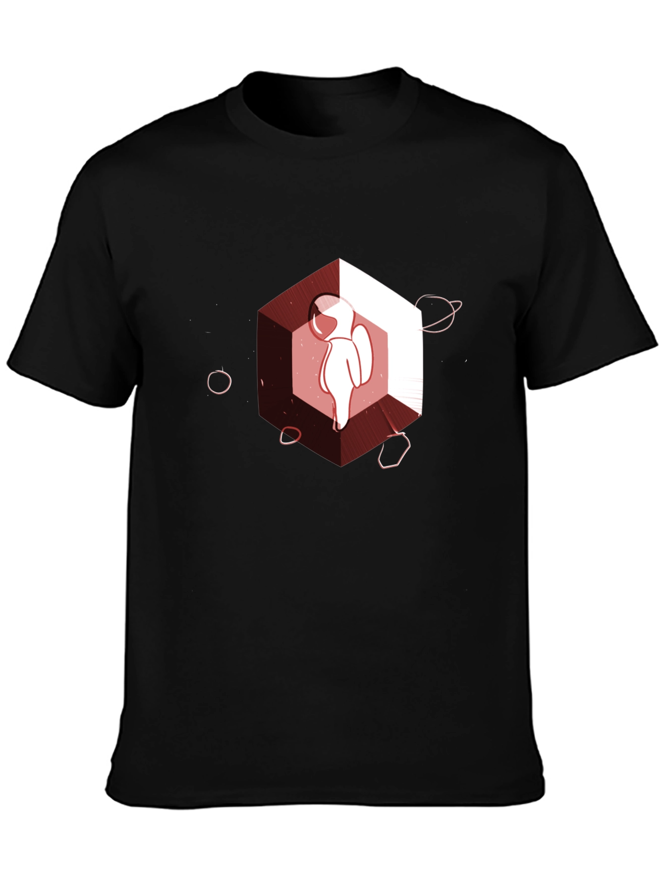 Astronaut in Space Hexagon Graphic Tee - Black