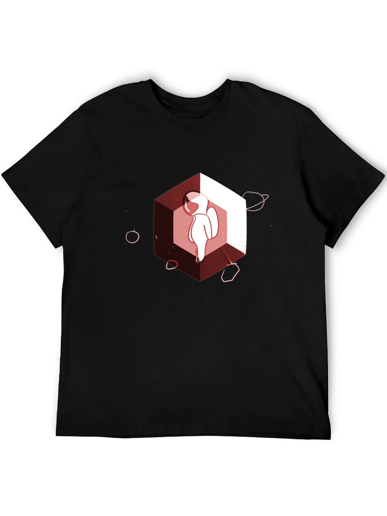 Astronaut in Space Hexagon Graphic Tee - Black