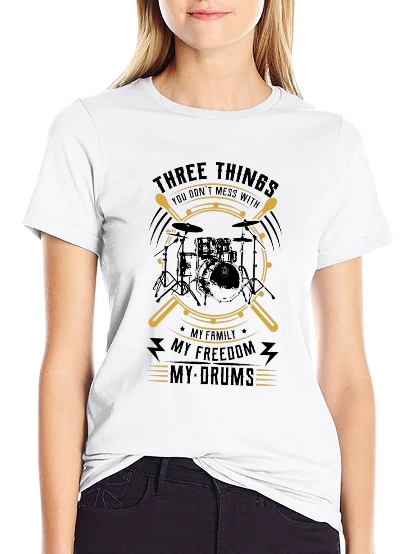 Three Things T-Shirt Drummer Drumsticks Music Tee