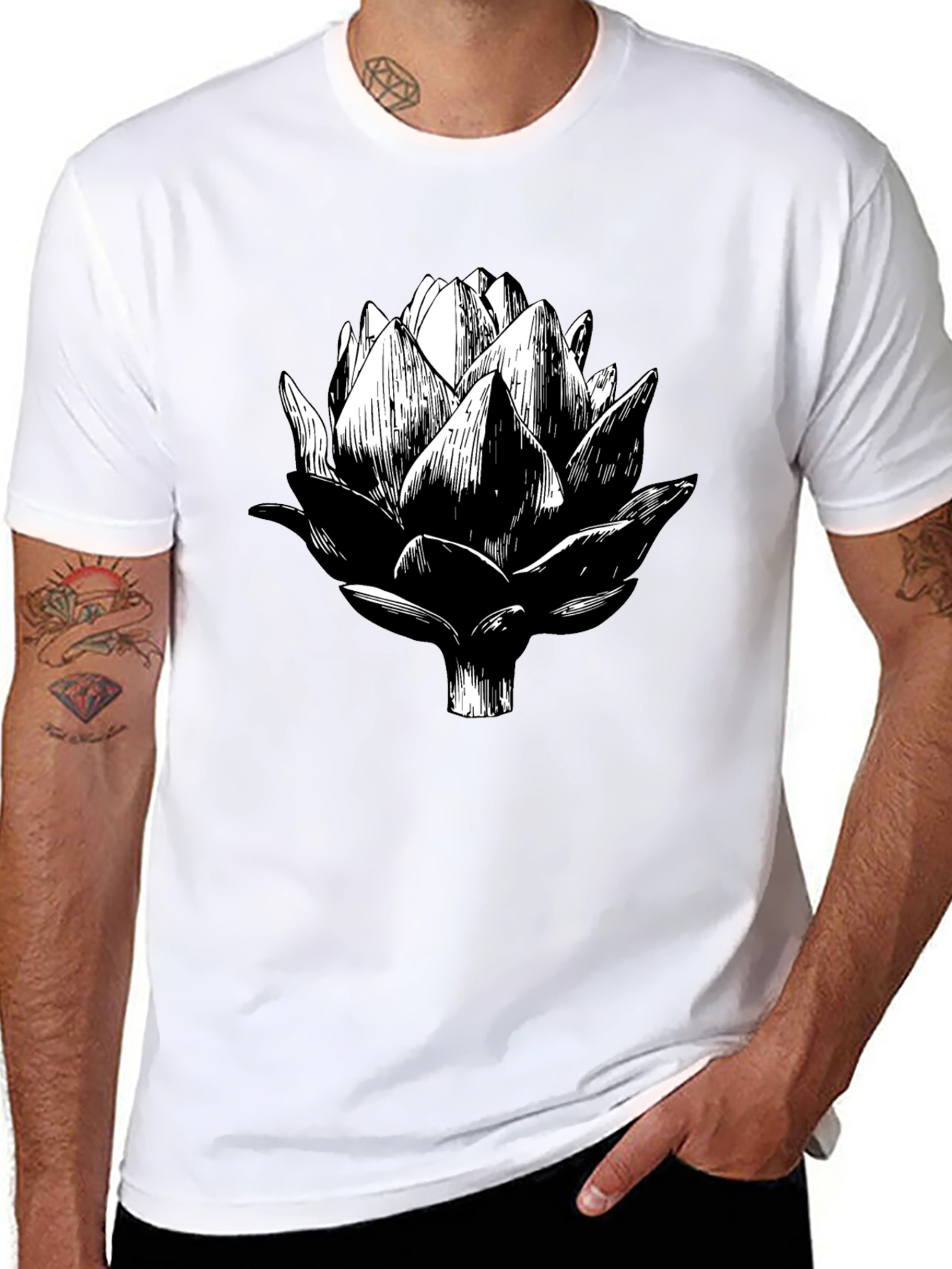 Artichoke Graphic Tee - Black Cotton T-Shirt