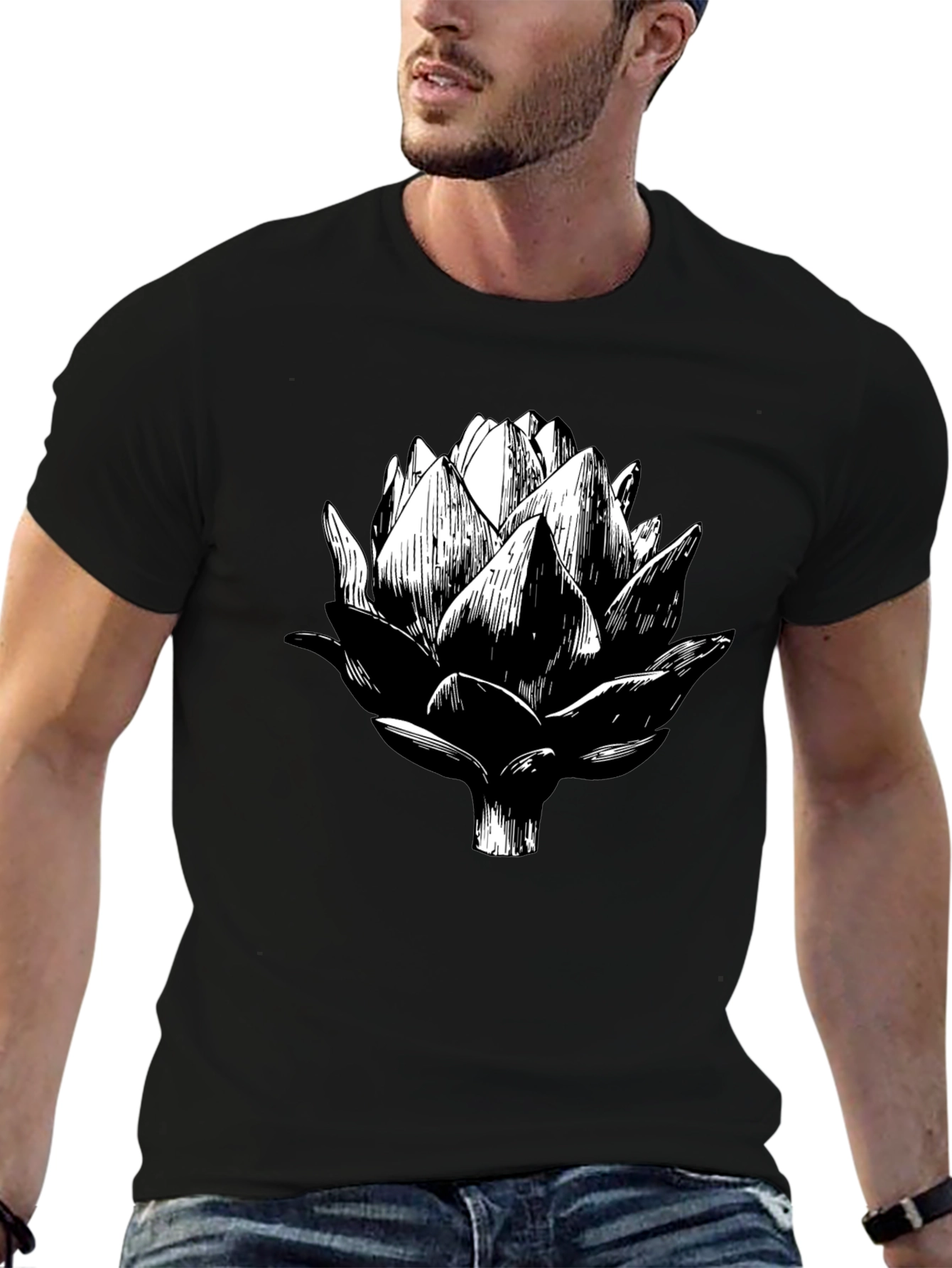 Artichoke Graphic Tee - Black Cotton T-Shirt