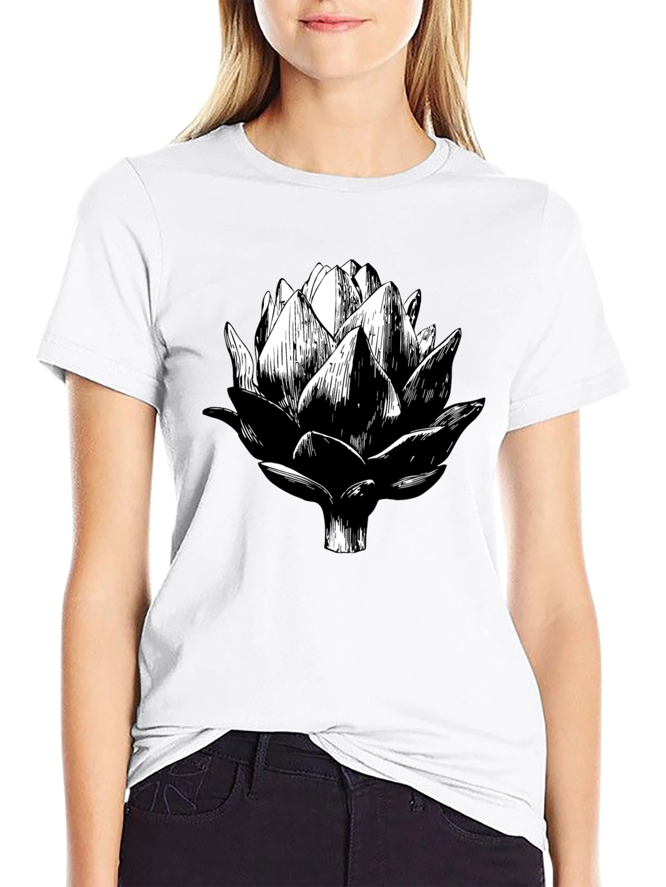 Artichoke Graphic Tee - Black Cotton T-Shirt