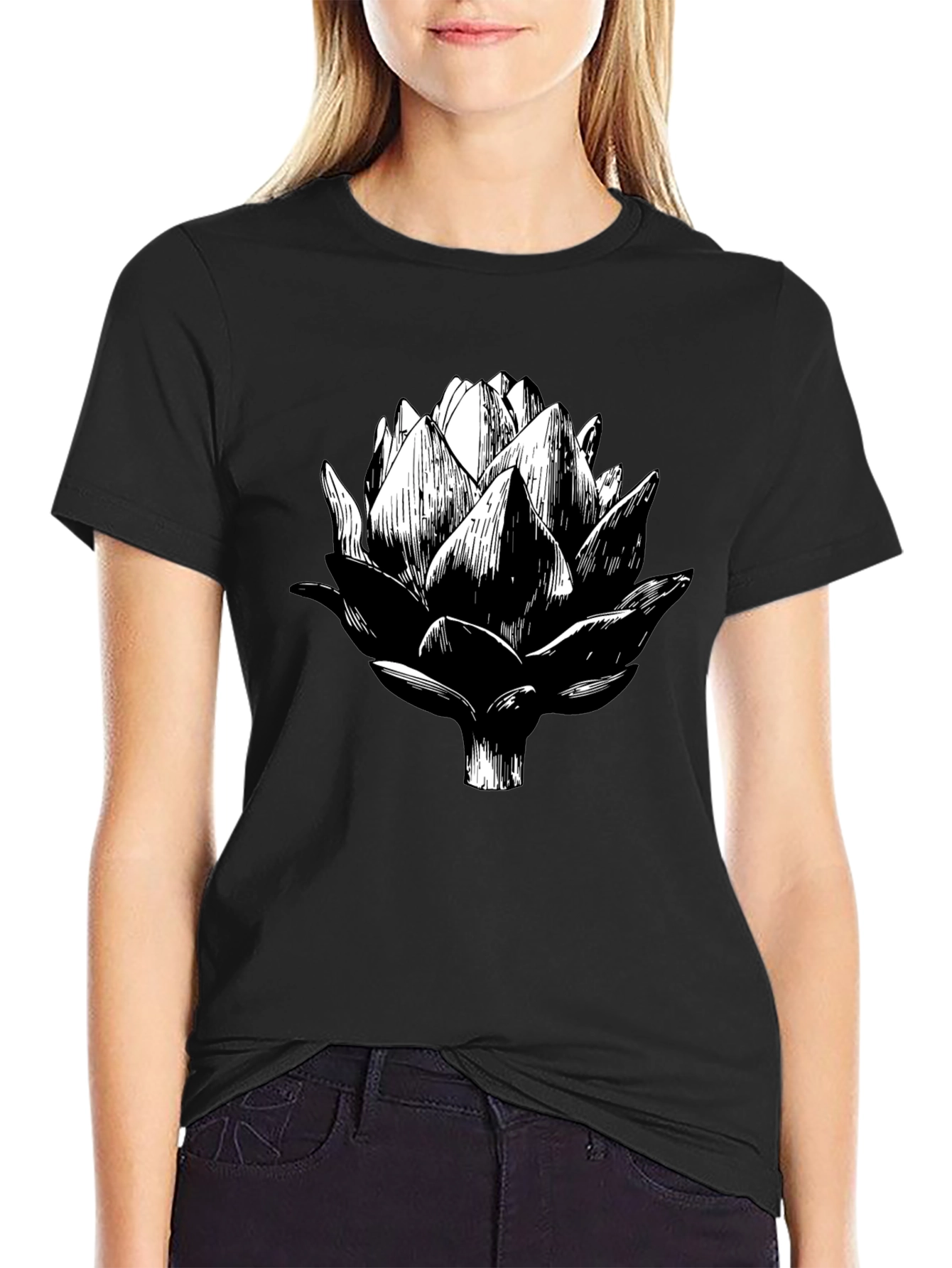 Artichoke Graphic Tee - Black Cotton T-Shirt