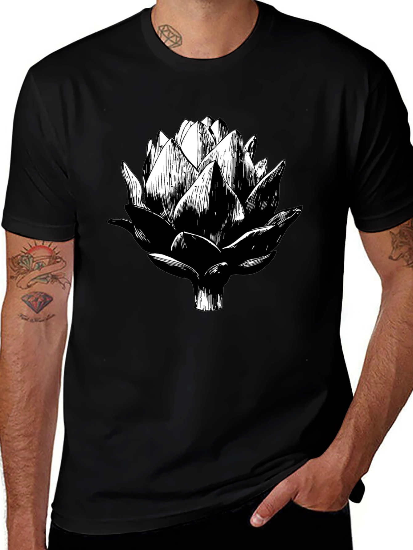 Artichoke Graphic Tee - Black Cotton T-Shirt