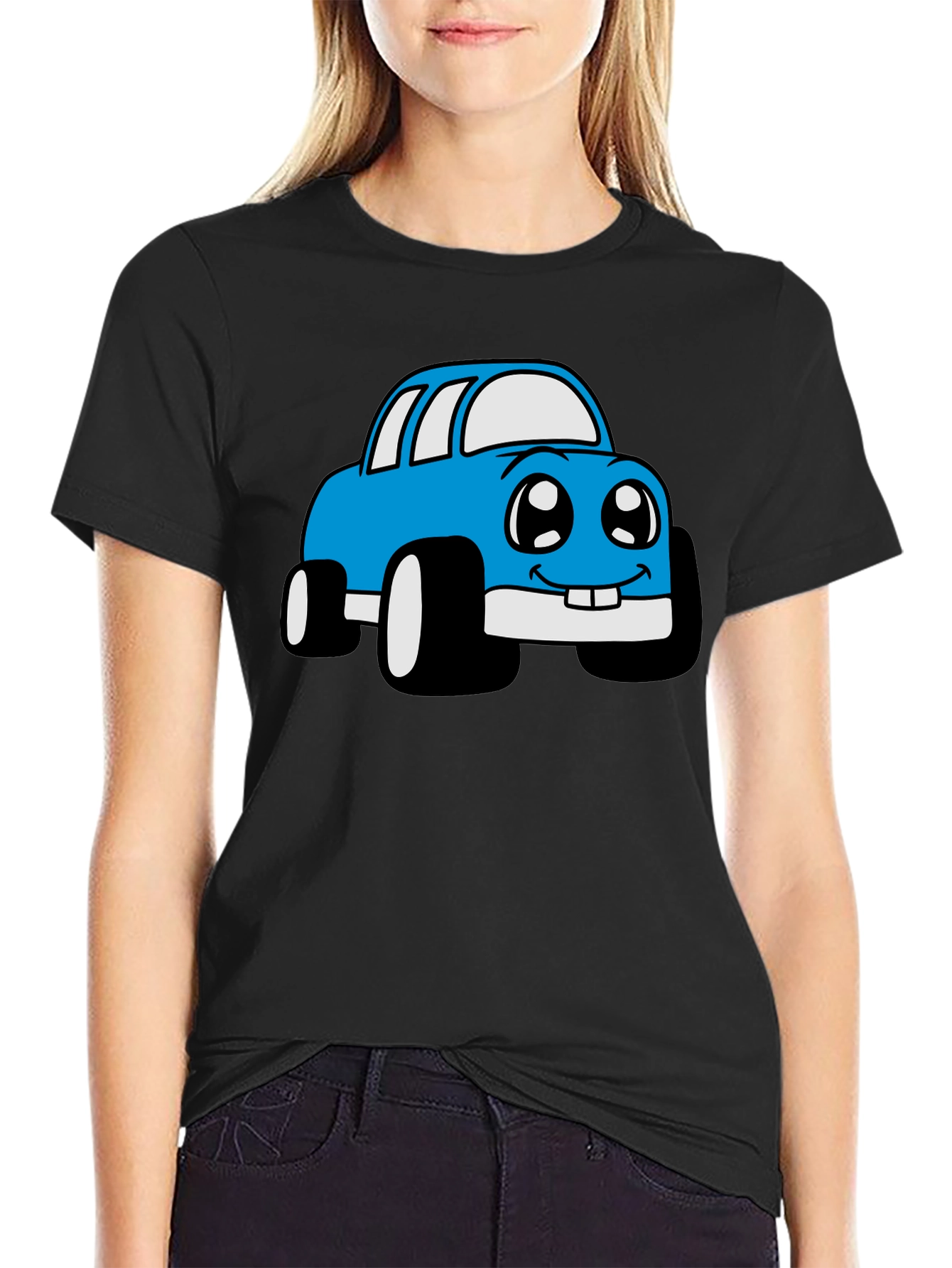 Cartoon Car Graphic T-Shirt - Whimsical Design