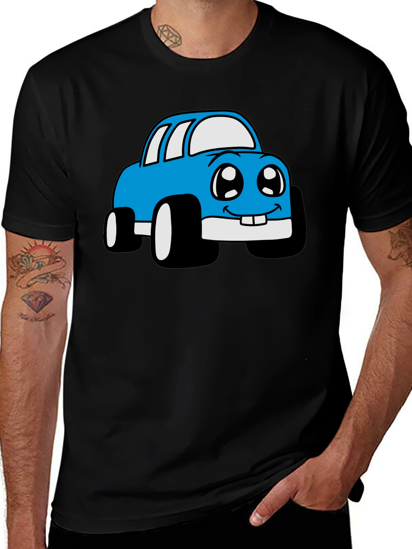 Cartoon Car Graphic T-Shirt - Whimsical Design