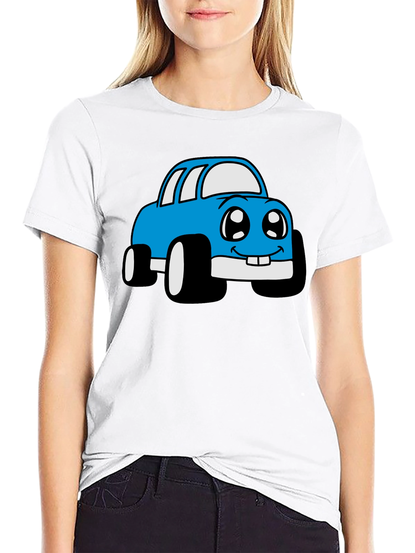 Cartoon Car Graphic T-Shirt - Whimsical Design
