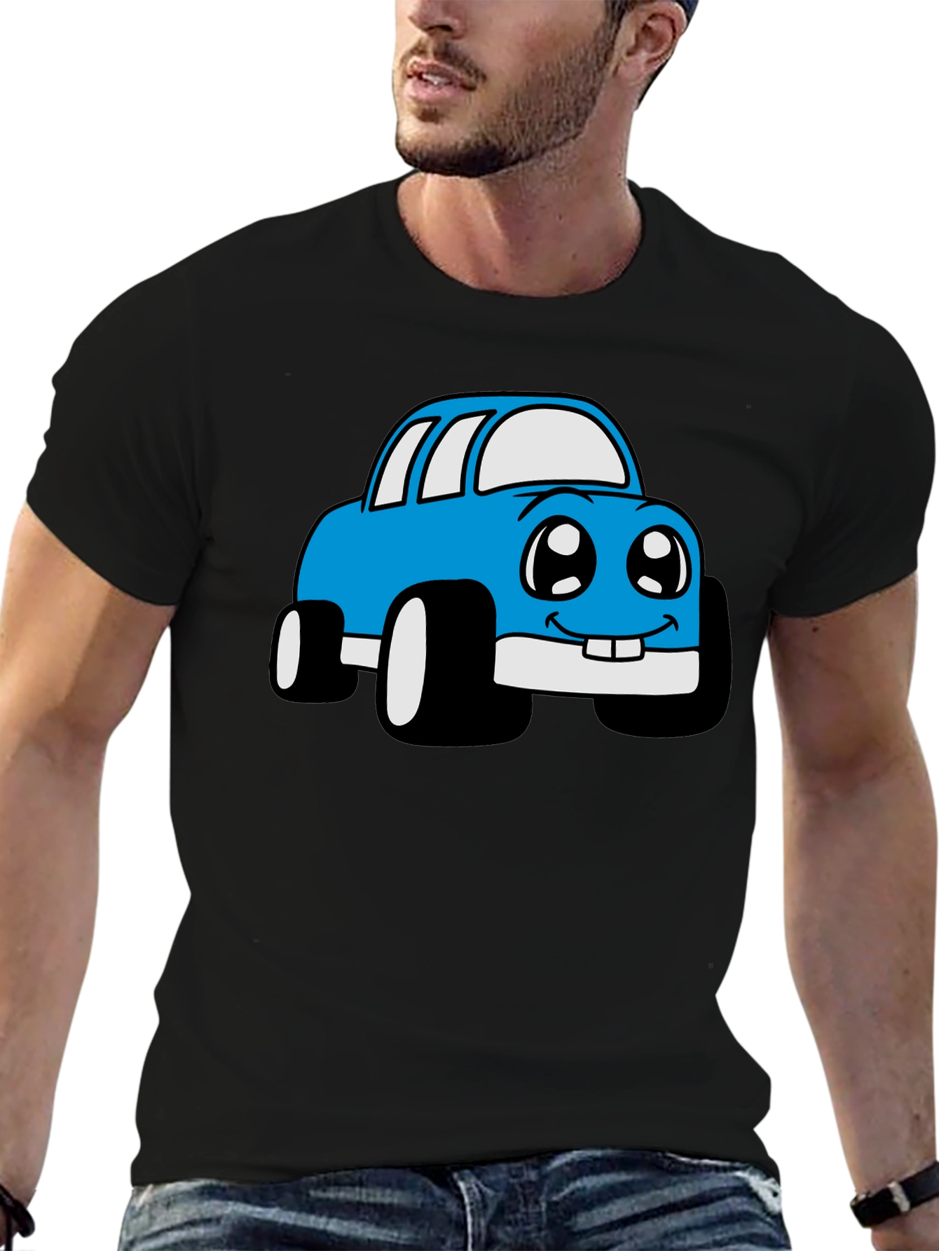 Cartoon Car Graphic T-Shirt - Whimsical Design