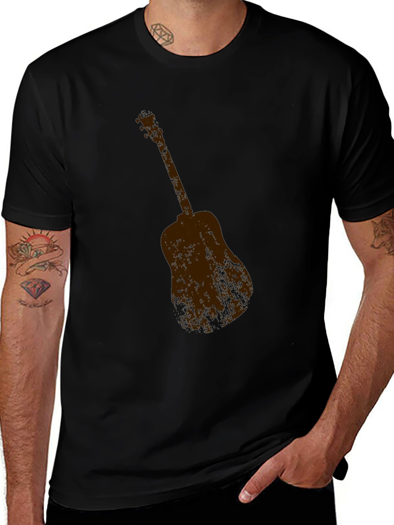 Guitar Graphic Tee - Classic Black Crew Neck