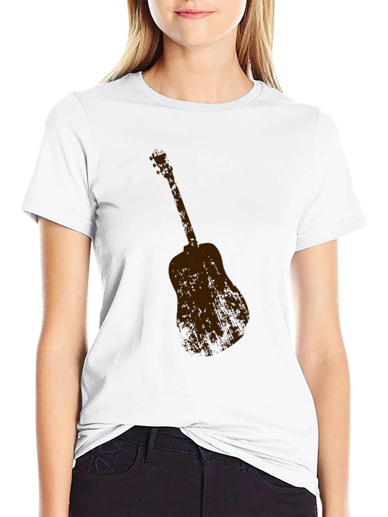 Guitar Graphic Tee - Classic Black Crew Neck