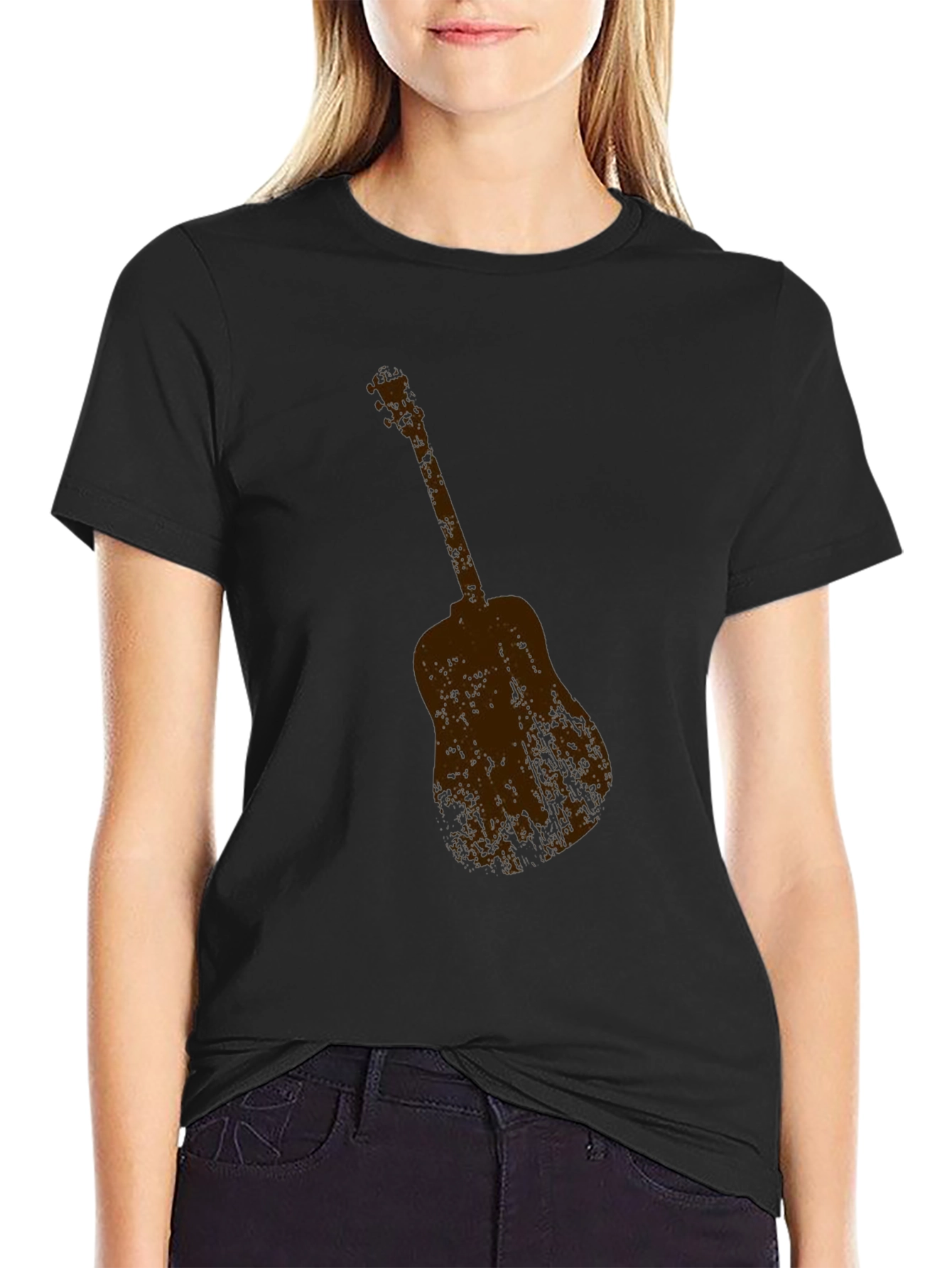 Guitar Graphic Tee - Classic Black Crew Neck