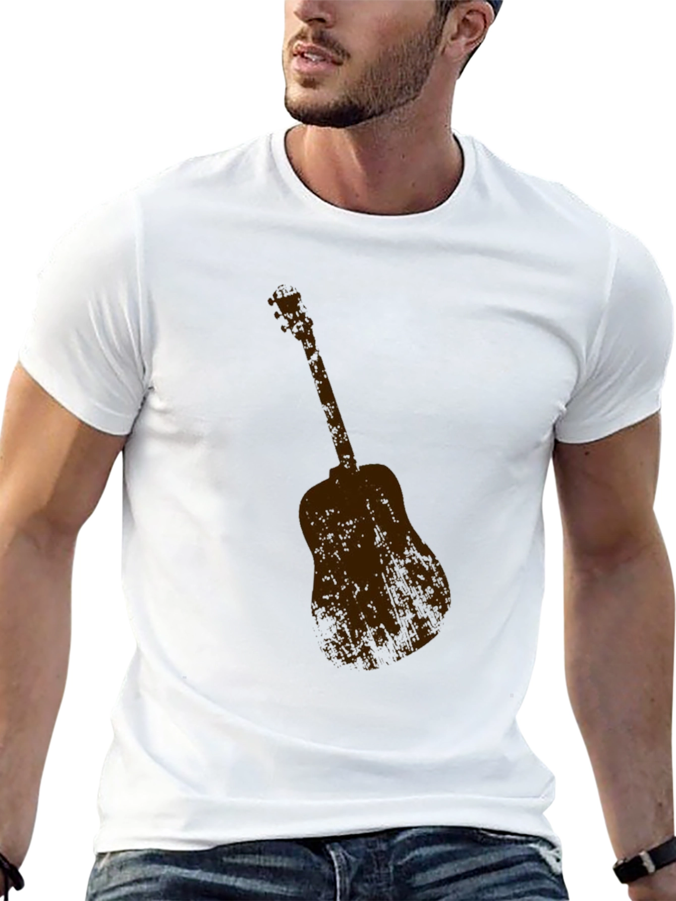 Guitar Graphic Tee - Classic Black Crew Neck