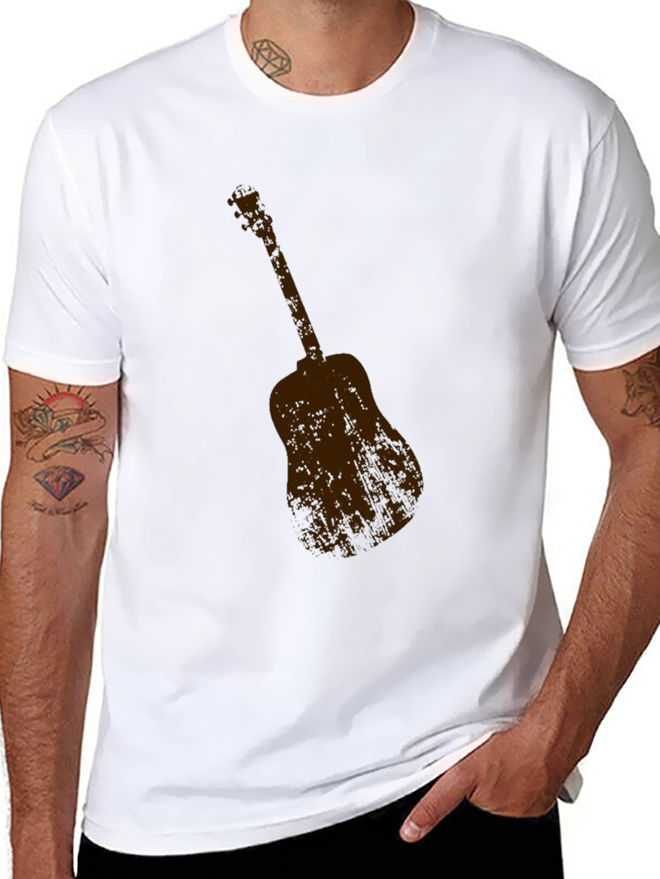 Guitar Graphic Tee - Classic Black Crew Neck