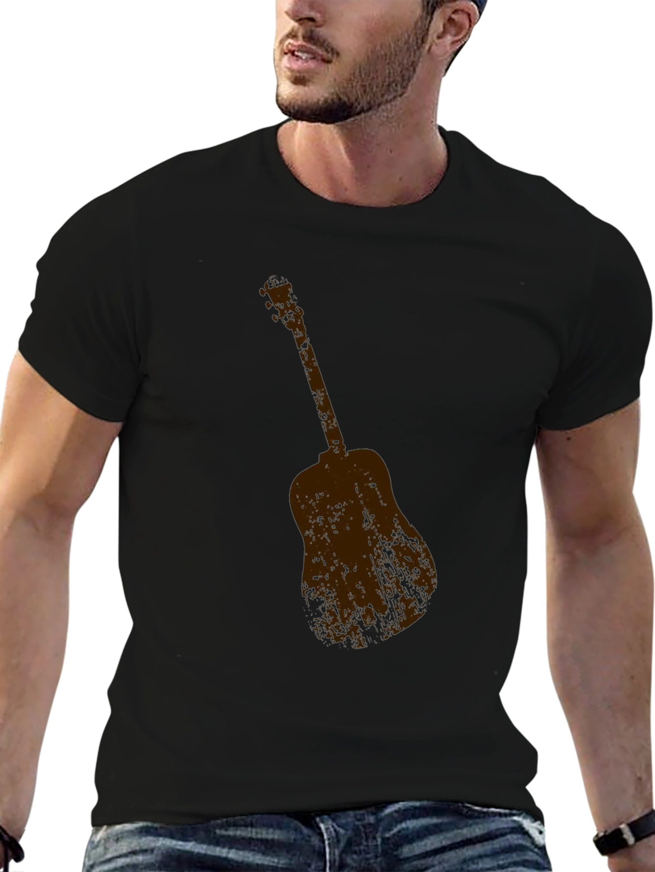 Guitar Graphic Tee - Classic Black Crew Neck