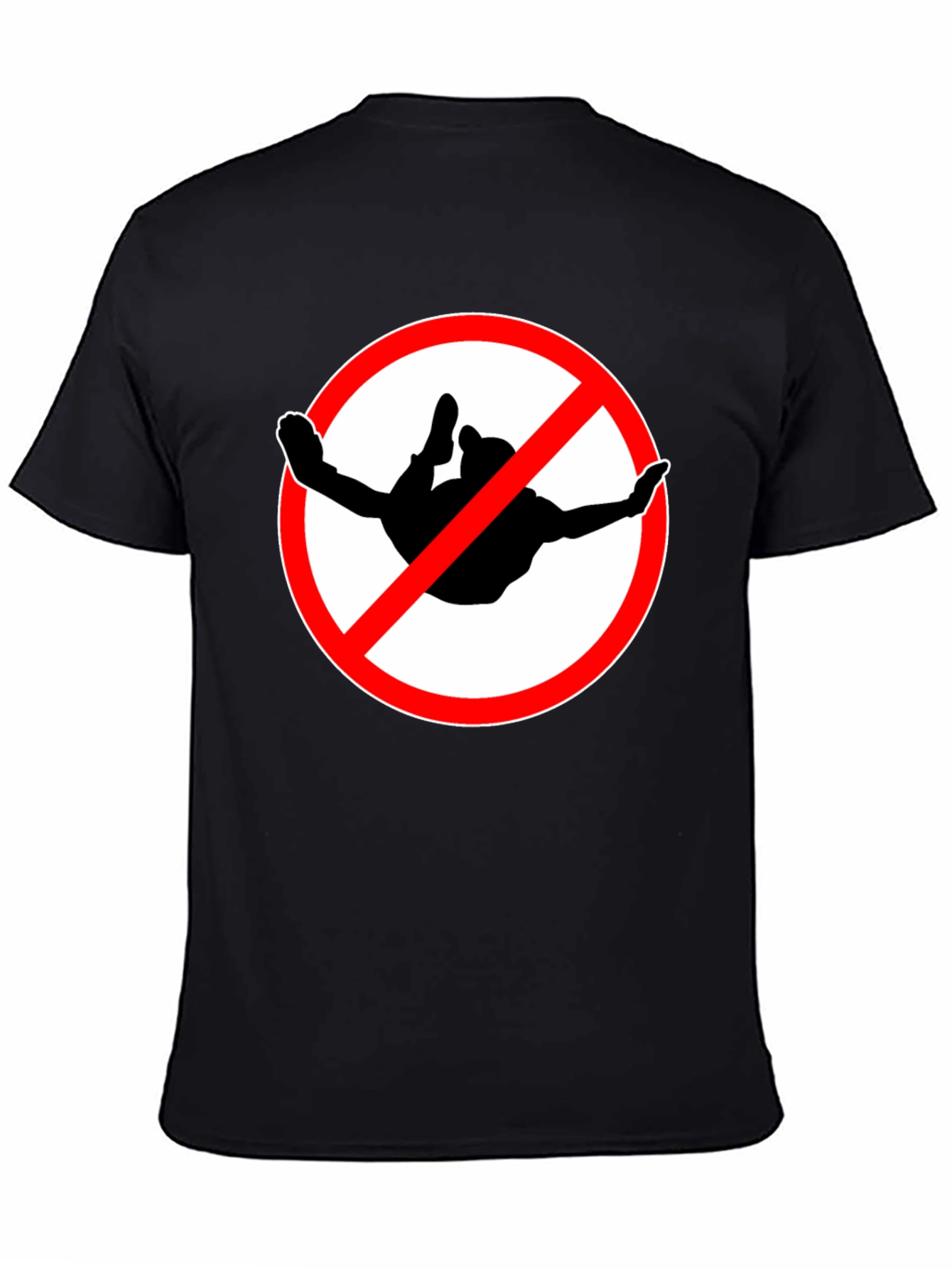 No Skydiving Black T-Shirt Graphic Tee Novelty Gift