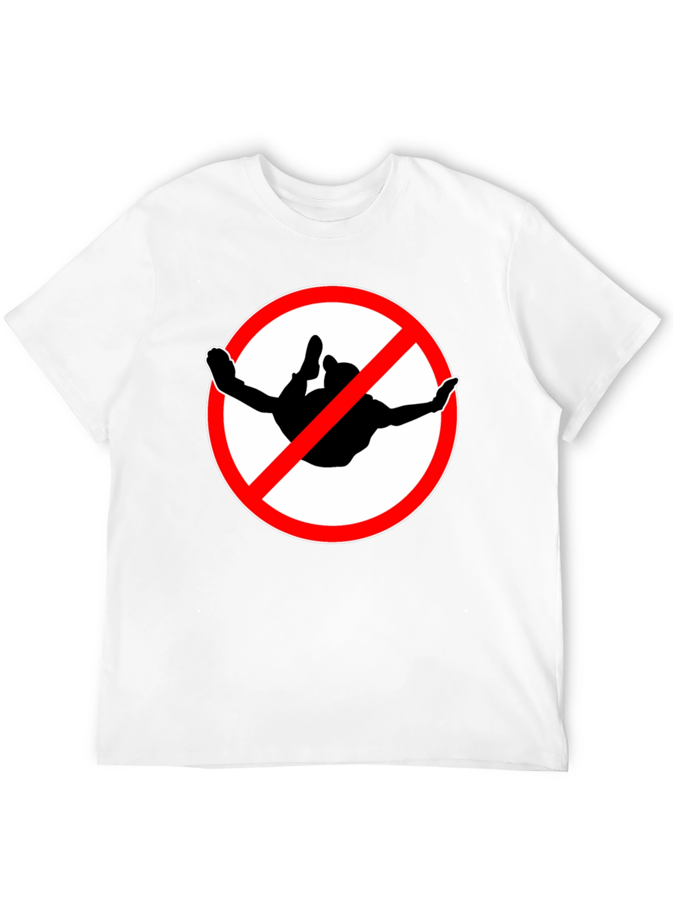 No Skydiving Black T-Shirt Graphic Tee Novelty Gift