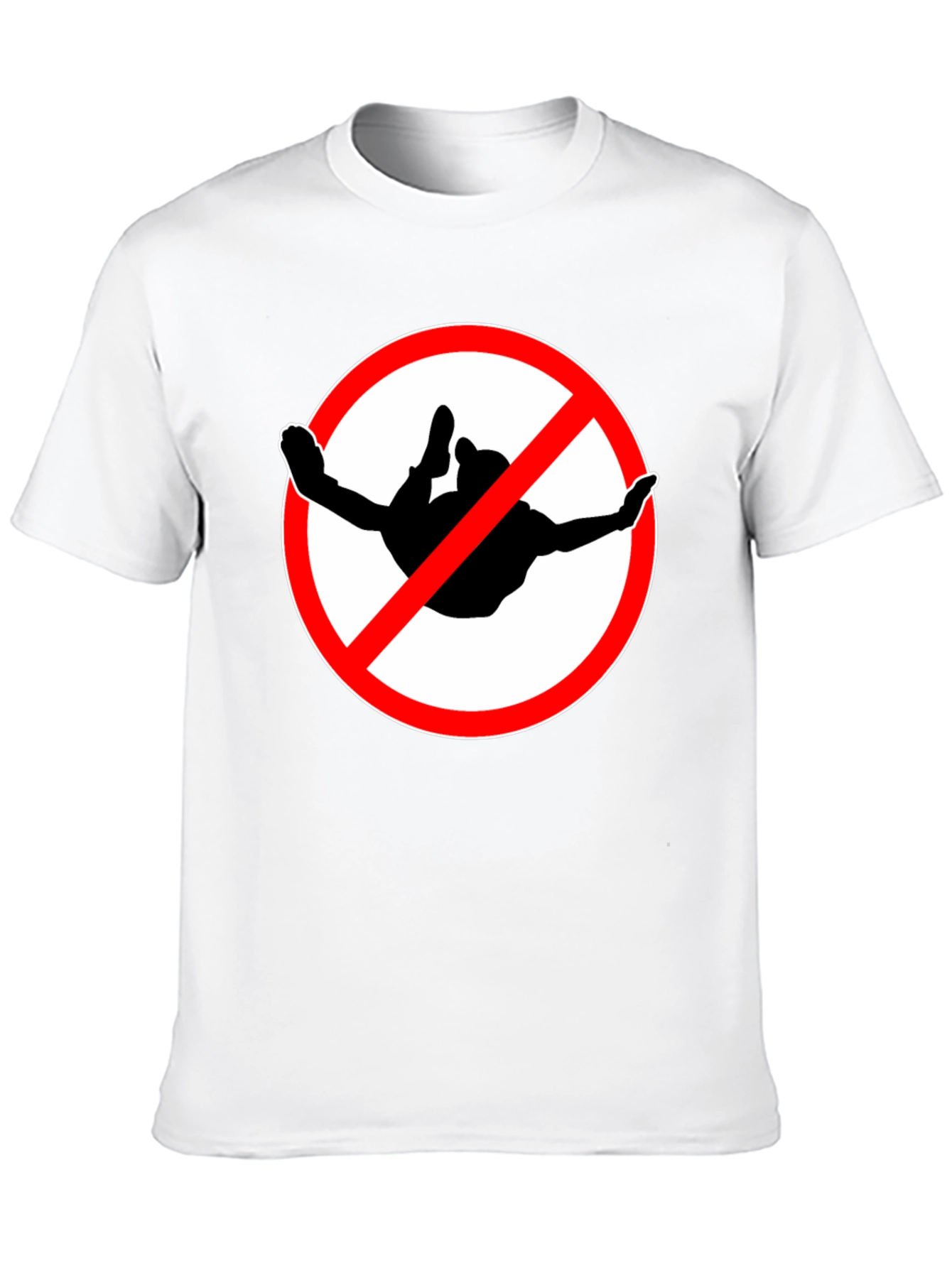 No Skydiving Black T-Shirt Graphic Tee Novelty Gift