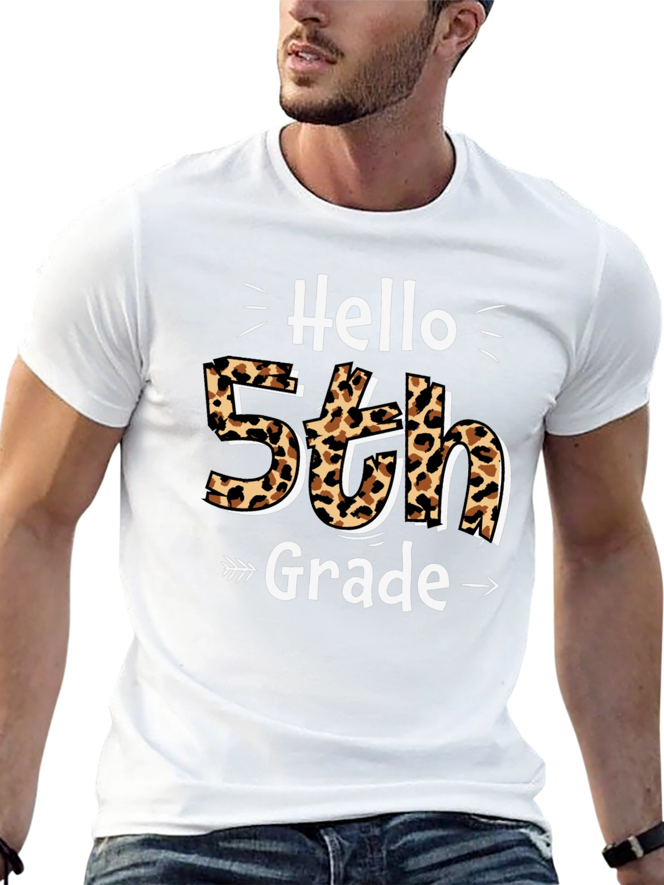 Hello 5th Grade Leopard Print T-Shirt