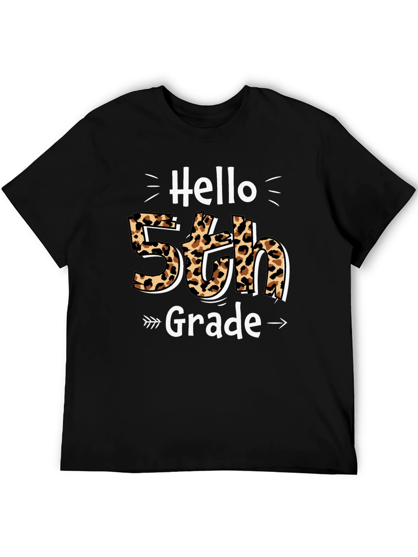 Hello 5th Grade Leopard Print T-Shirt