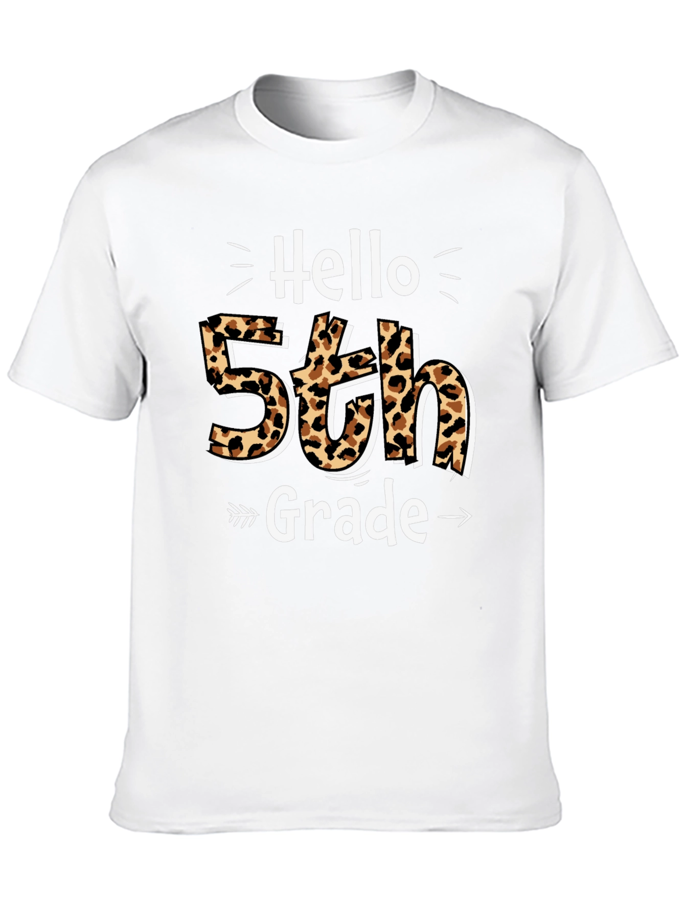 Hello 5th Grade Leopard Print T-Shirt